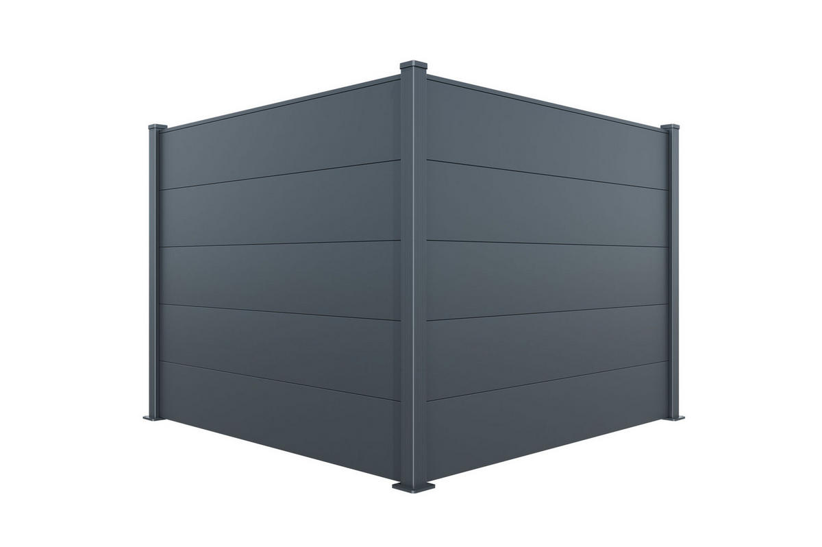 ALUMINIUMZAUN breite Lamellen 6m H.150cm anthrazitgrau - ALPIS - Grau, Metall (600/150cm) - Casanoov