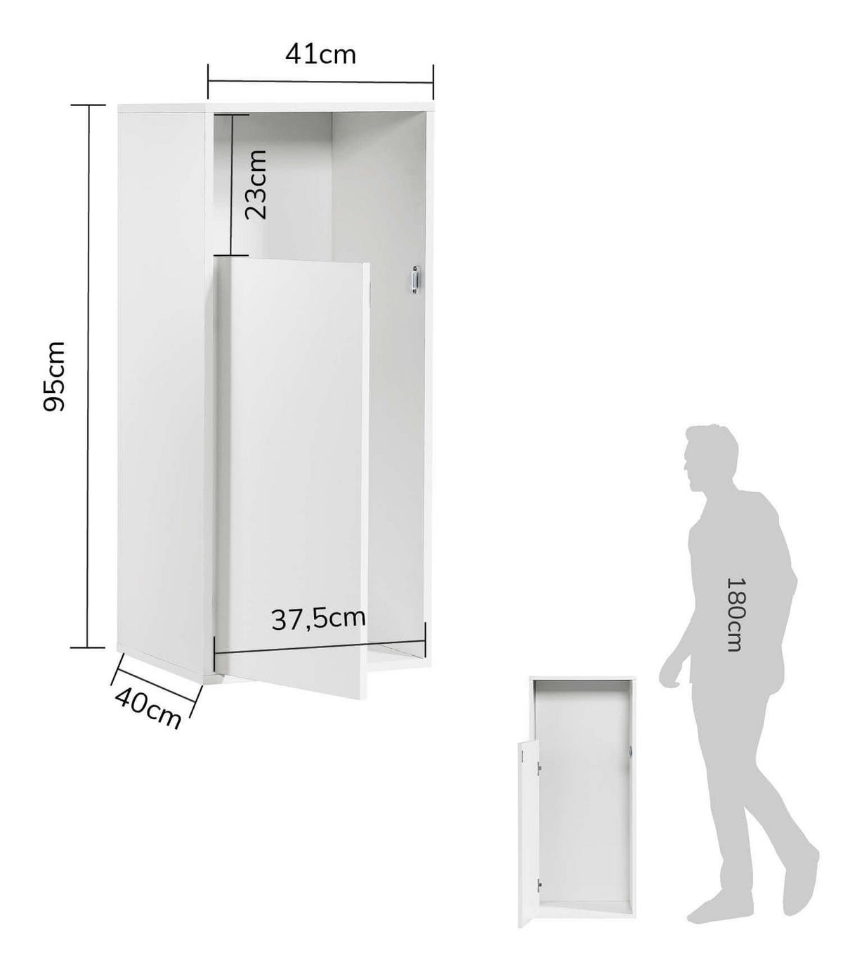 WÄSCHESCHRANK Der Wäschehüter - Weiß, Holzwerkstoff (41/95/40cm) - Mokebo