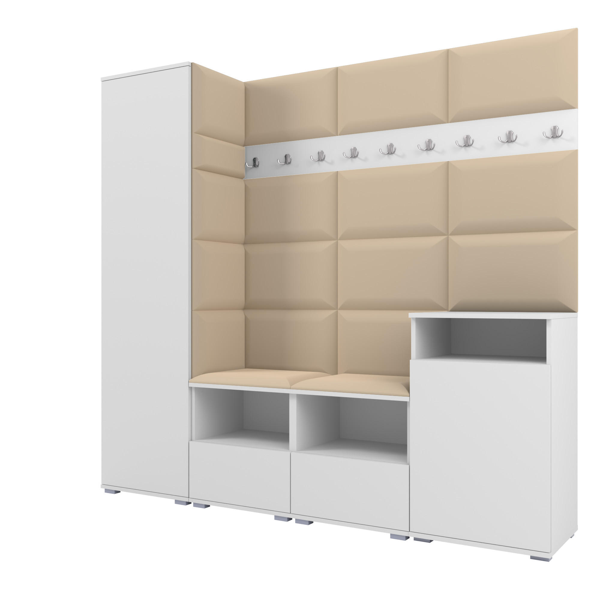 Ravio Garderobe Weiß, Beige 200x187x40 cm