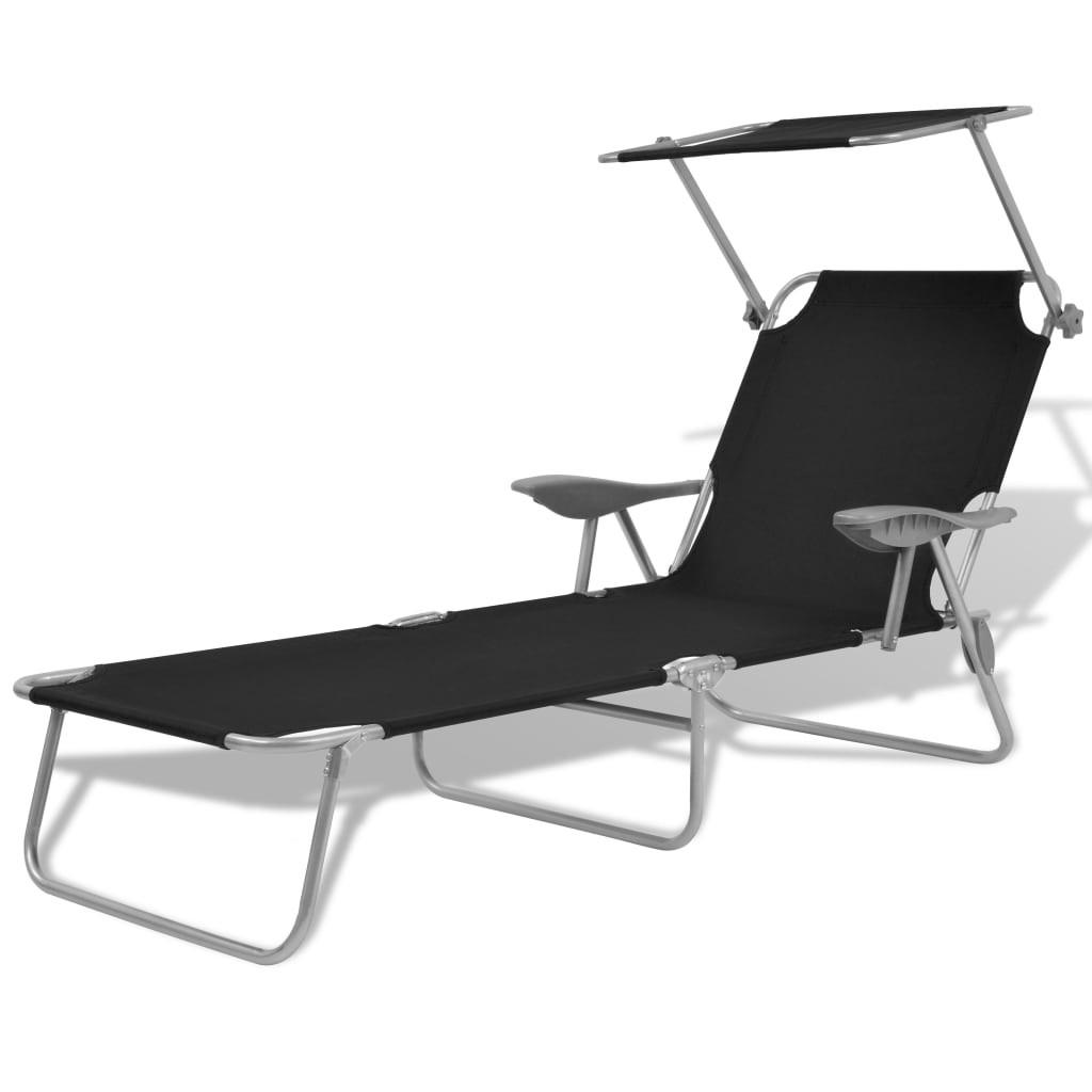 furnicato Sonnenliege Schwarz 58x108.5x189 cm
