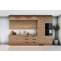 KÜCHENZEILE Nexa Woodline – 360 cm – K50-G360 - Hellbraun/Schwarz, Holzwerkstoff/Metall (360/248/58cm) - ROYAL24_MARKT