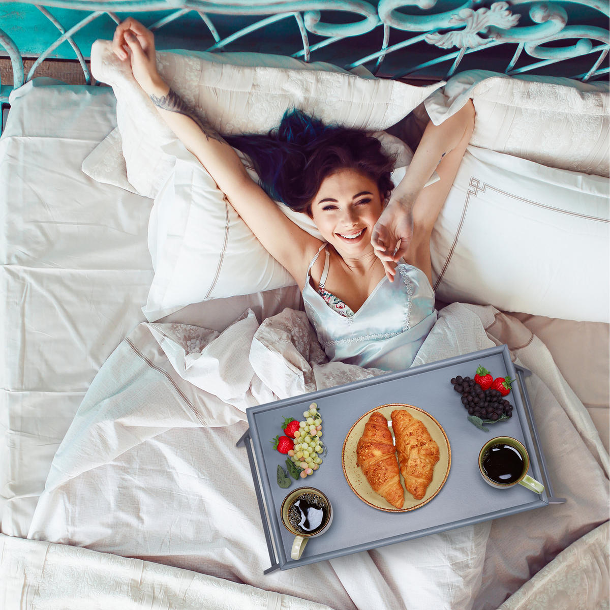 NOČNA mizica - siva, leseni material/les - Relaxdays