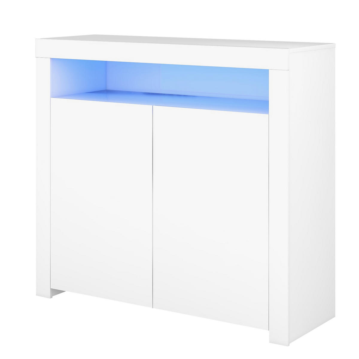 SIDEBOARD 108/40/92 cm in Weiß Hochglanz mit LED-Beleuchtung & 2 Türen - Weiß, Holzwerkstoff (108/92/40cm) - BEAOK