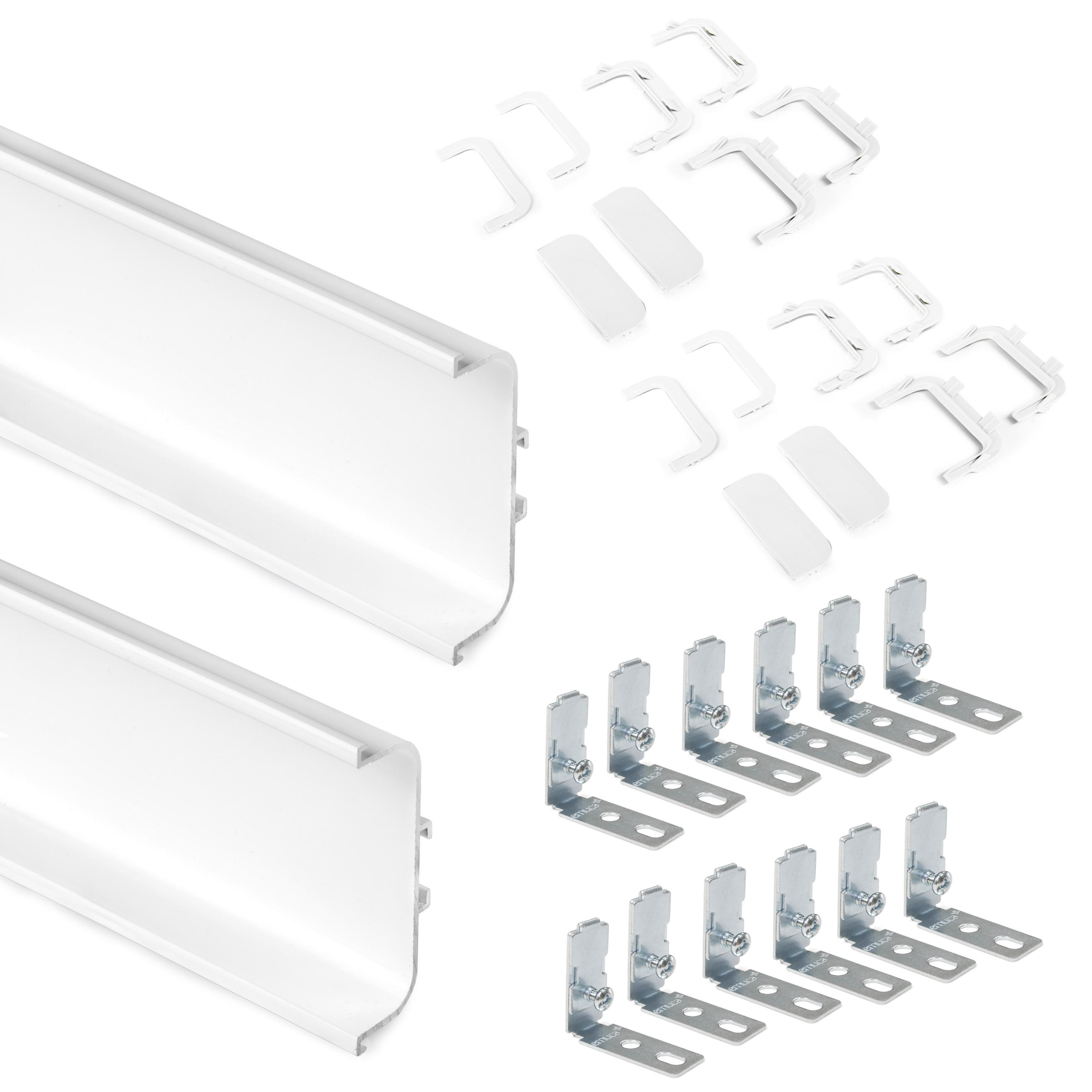 ZENTRALPROFILE Gola für Küchenmöbel, Länge 2,35m, mit Zubehör, Aluminium, weiß lackiert 2er-set - Weiß, Metall (8.5/240cm) - EMUCA