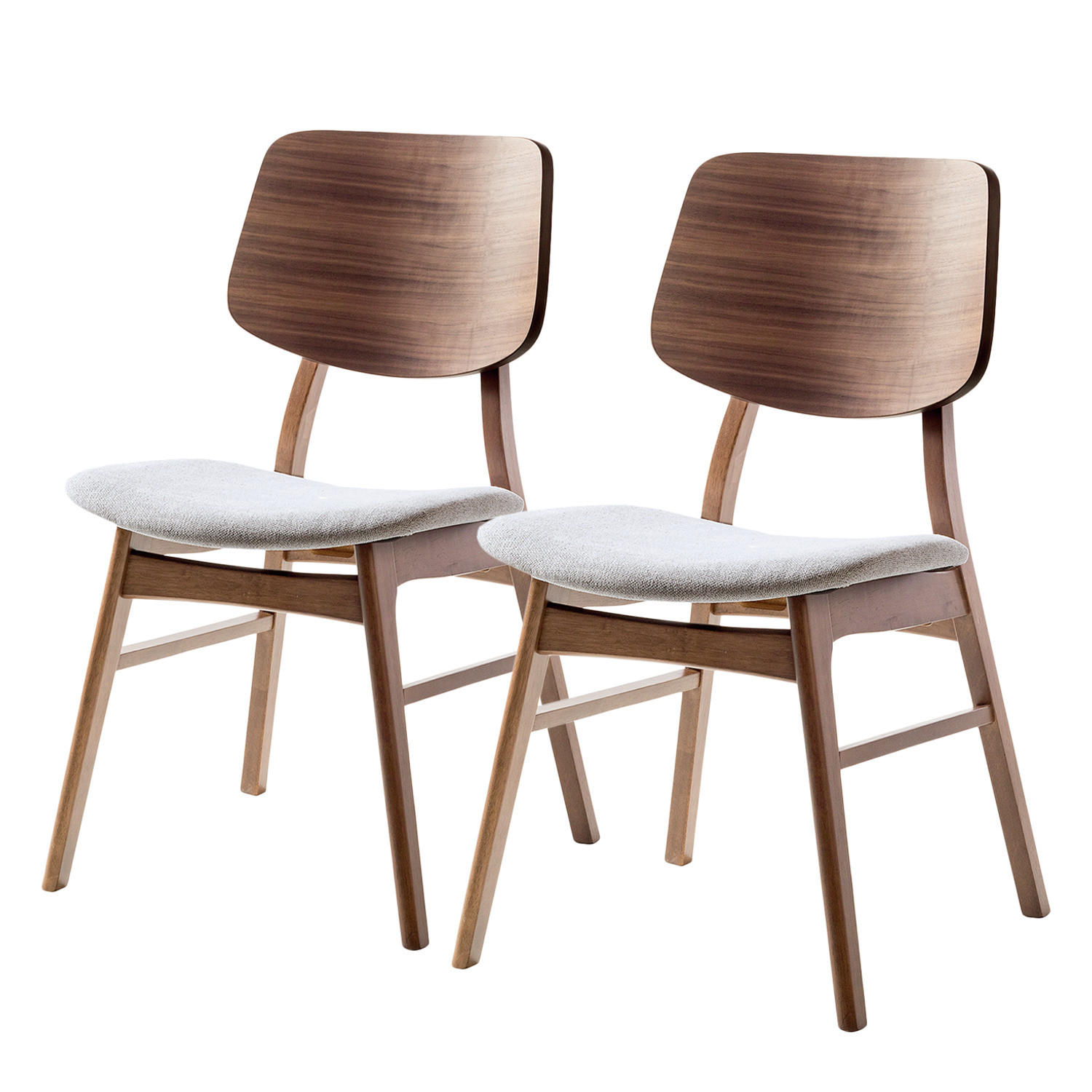 ESSZIMMERSTUHL - Webstoff / Gummibaum massiv - Hellgrau, Holz/Holzwerkstoff (47/81/53cm) - home24