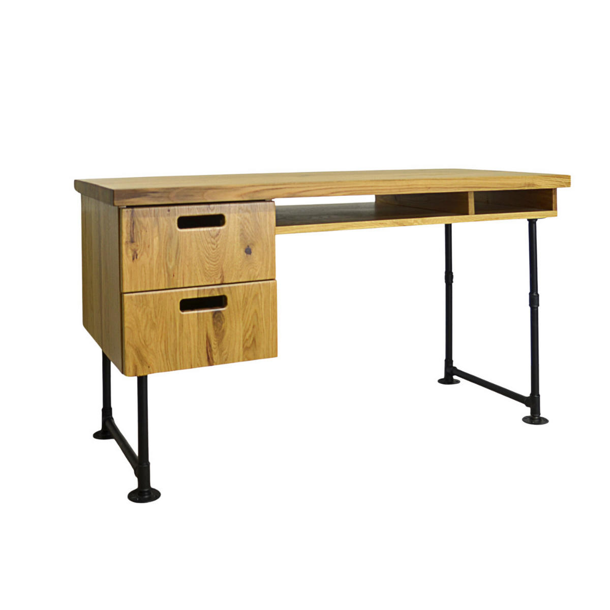 SCHREIBTISCH im industriellen Stil mit metallenen Beinen für das Büro DENAR I - Eichefarben, Holz (60/140/76cm) - Rawood Furniture