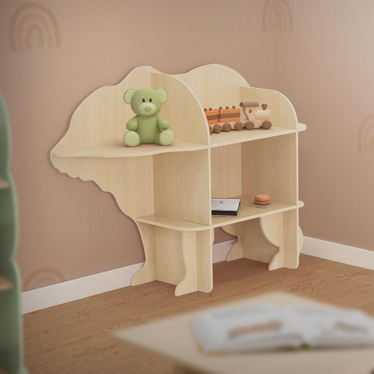 BÜCHERREGAL Bärenform - Naturfarben, Holz (110/83/32cm) - Joyz