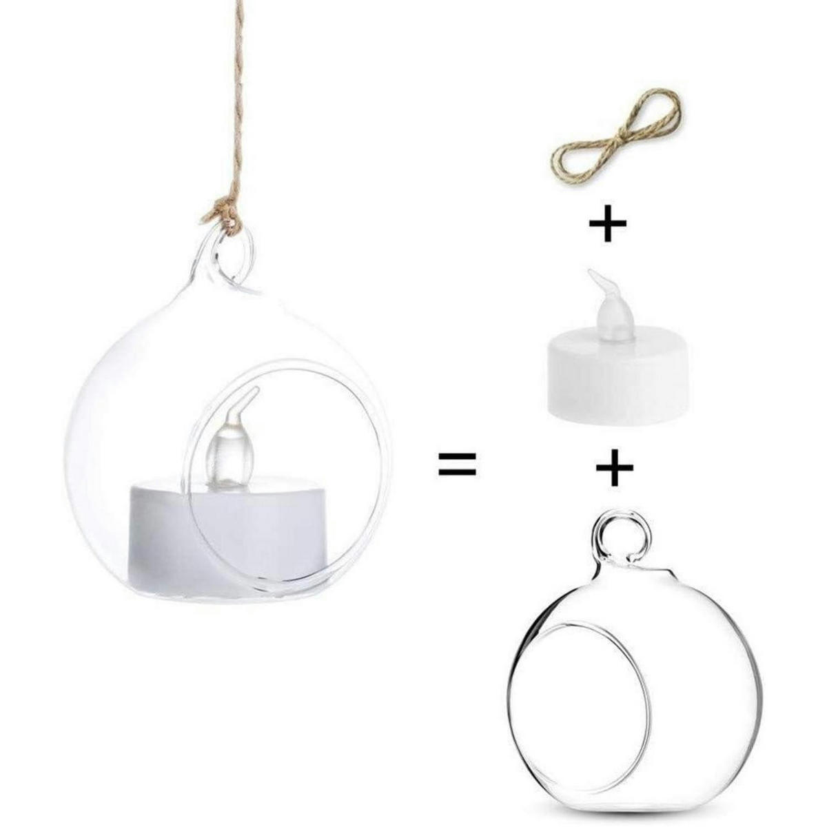 HÄNGENDE Kerzenhalter 12er Set Glas Transparent mit LED Kerze - Transparent, Glas (6.8cm)