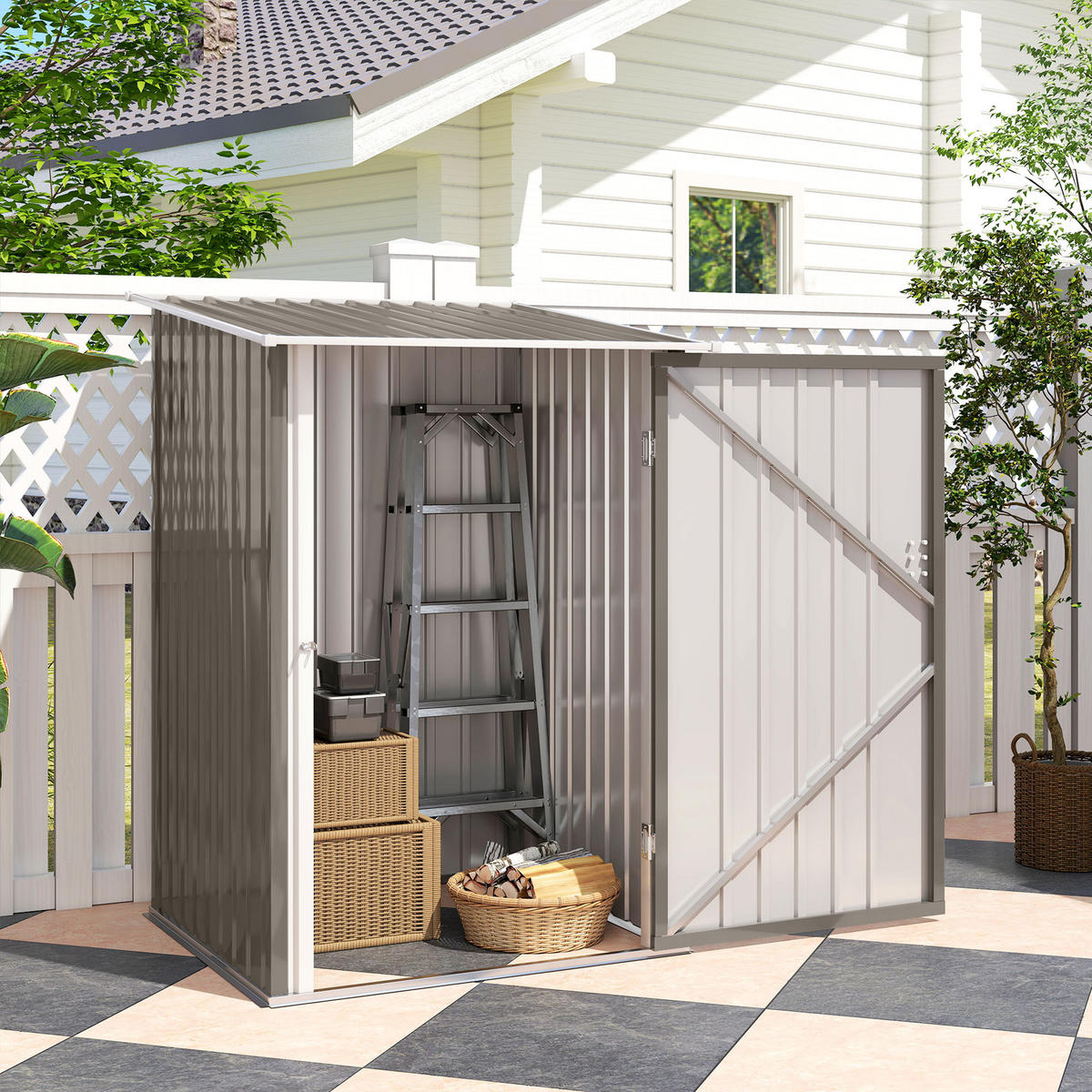 GERÄTEHAUS DE-16883 abschließbare Tür 1 m² Braun/Weiß - Braun, Metall (103/160/100cm) - ComfortXL