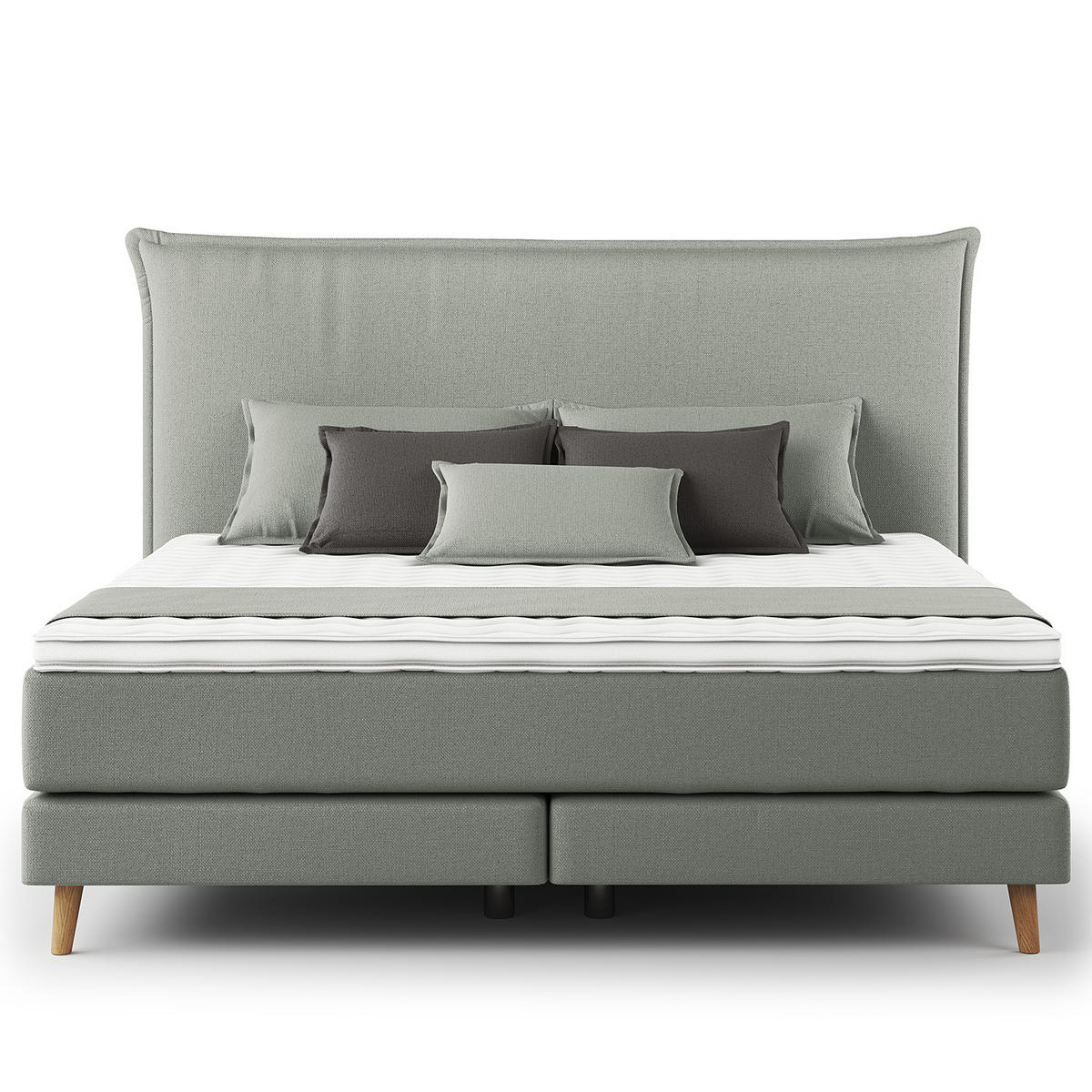 BOXSPRINGBETT - Klassisch - Grau, Holz (180/200cm) - home24