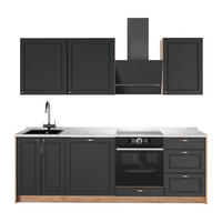 KÜCHENZEILE Fame-Line, Anthrazit-Gold Landhaus/Goldkraft Eiche, 230 cm, AP Marmor - Honigeiche/Anthrazit, Holzwerkstoff (230/206.8/60cm) - Vicco