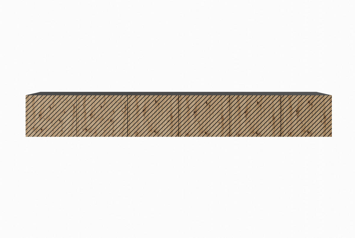TV-SCHRANK SENTO - Schwarz/Eiche Artisan, Holzwerkstoff (200/41/40cm) - Meblini