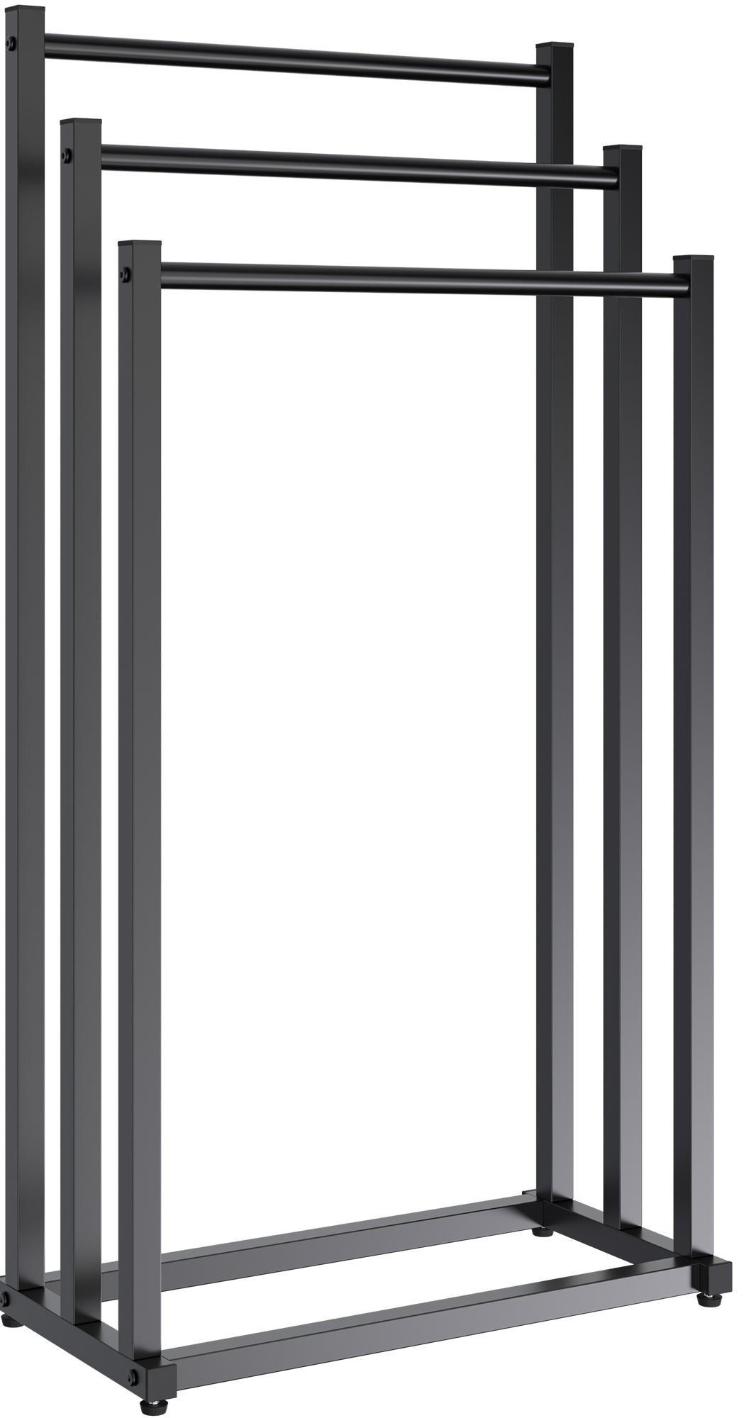 HANDTUCHHALTER eckig 45/22/85 cm Metall schwarz - Schwarz, Metall (45/85/22cm) - CLP