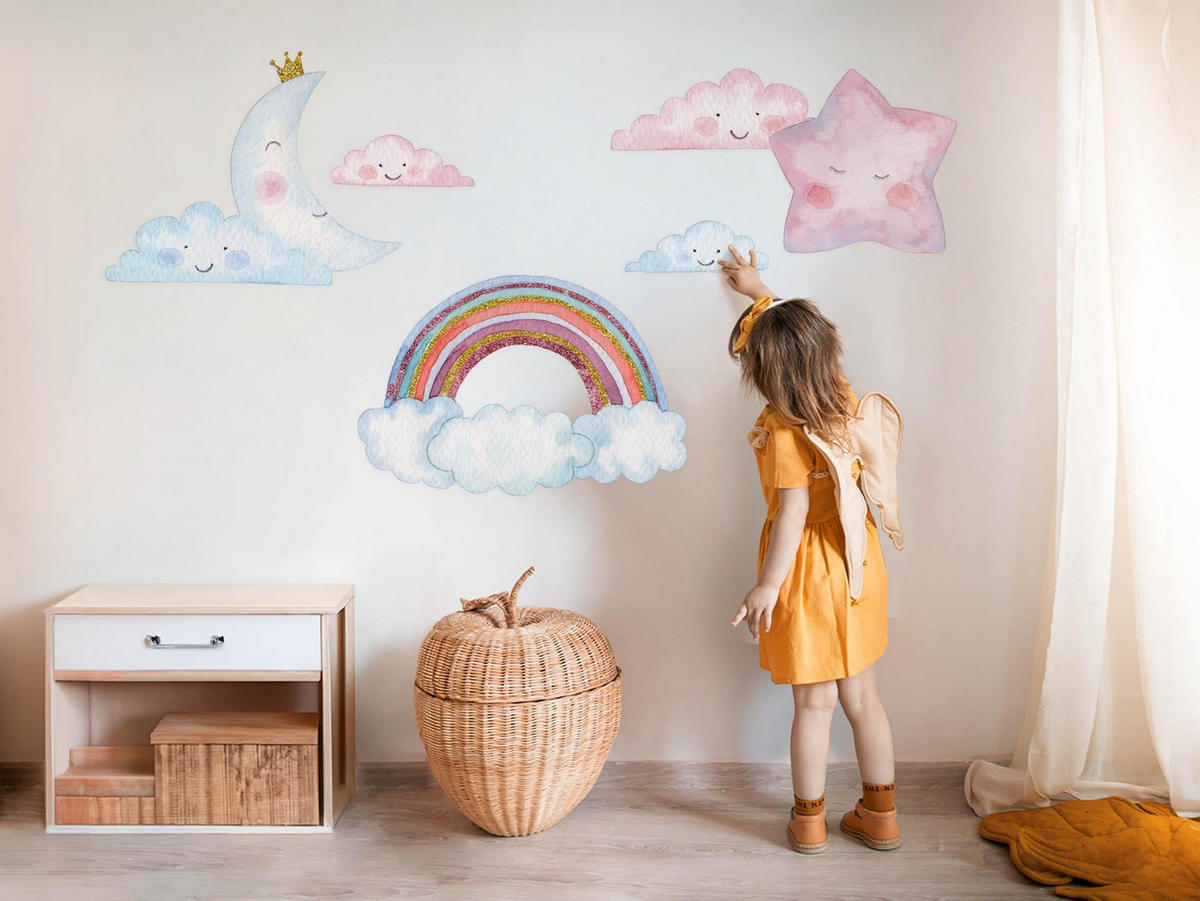 WANDAUFKLEBER 100x137cm - Der Himmel bei Nacht - Multicolor, Kunststoff (100/137/0.1cm) - Wallfluent