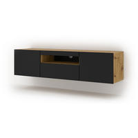 TV LOWBOARD Artisan Eiche, Schwarz 150/42/37 - Schwarz/Eiche Artisan, Holzwerkstoff (150/42/37cm) - RAUMHIRSCH FURNITURE