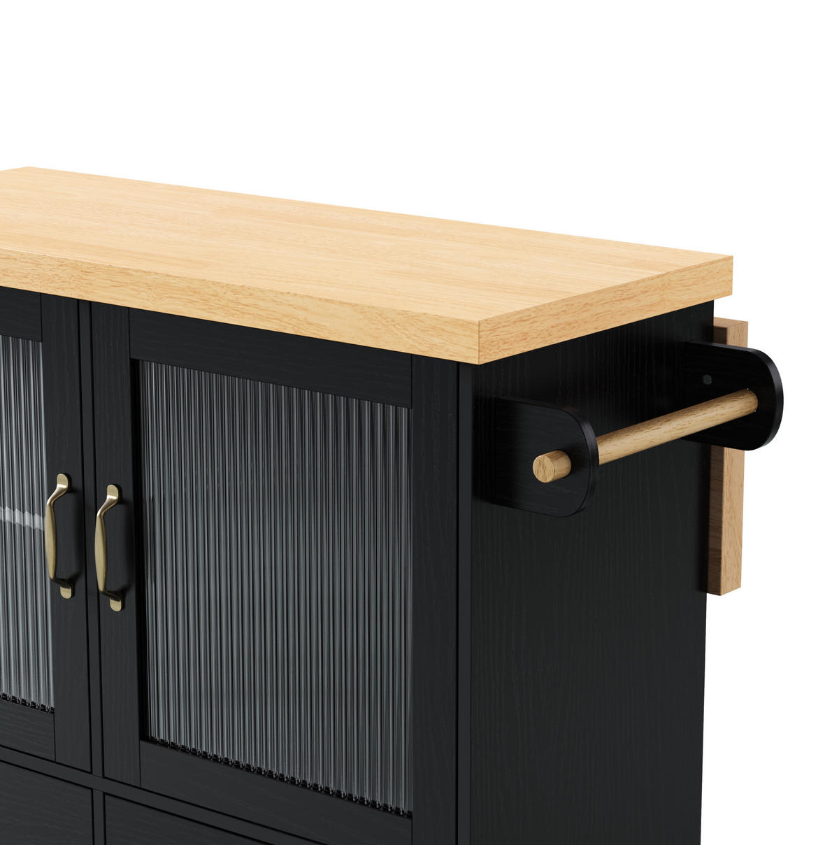KÜCHENINSEL 100/42-70/91,5 cm aus MDF mit ausklappbarer Arbeitsplatte Schwarz/Natur - Schwarz, Holzwerkstoff (100/91.5/70cm) - Modenvie