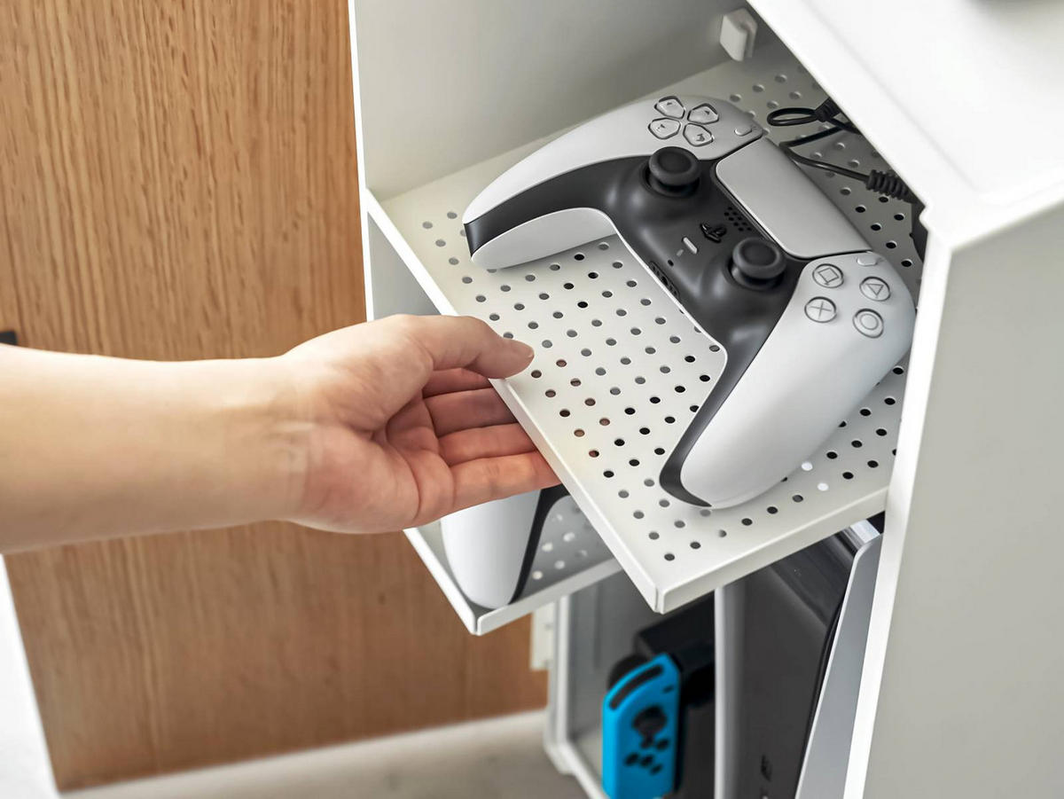 SPIELEKONSOLEN-SCHRANK Tower weiß 24/60/36 cm - Weiß, Metall (36/60/24cm) - Yamazaki
