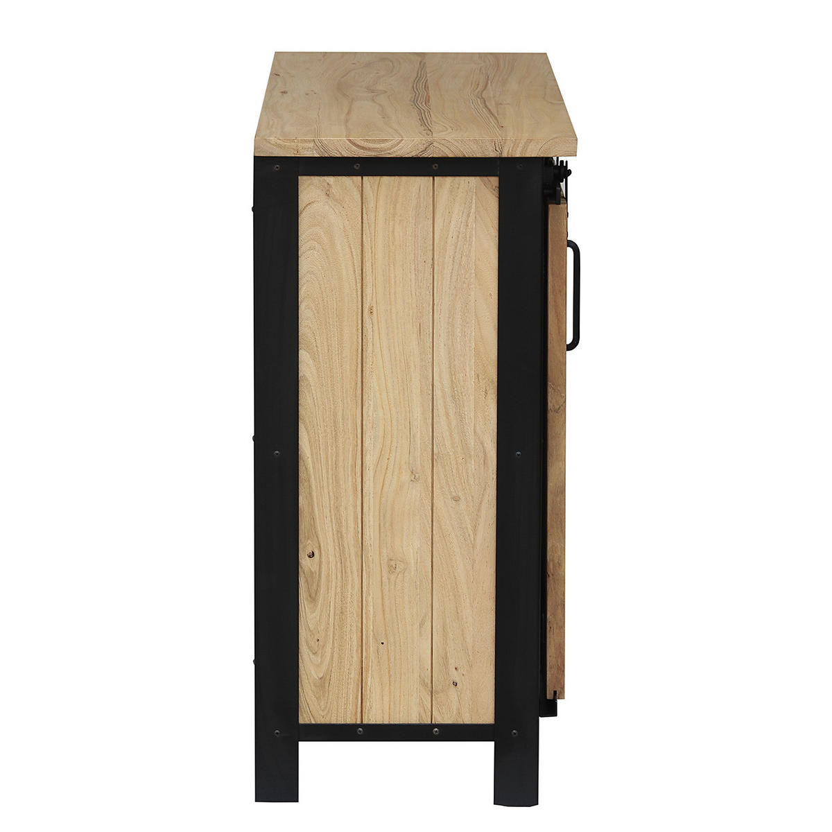 MASSIVE SCHUHKOMMODE - Akazie massiv - Akazie / Schwarz - Schwarz/Akaziefarben, Holz/Metall (115/90/40cm) - home24
