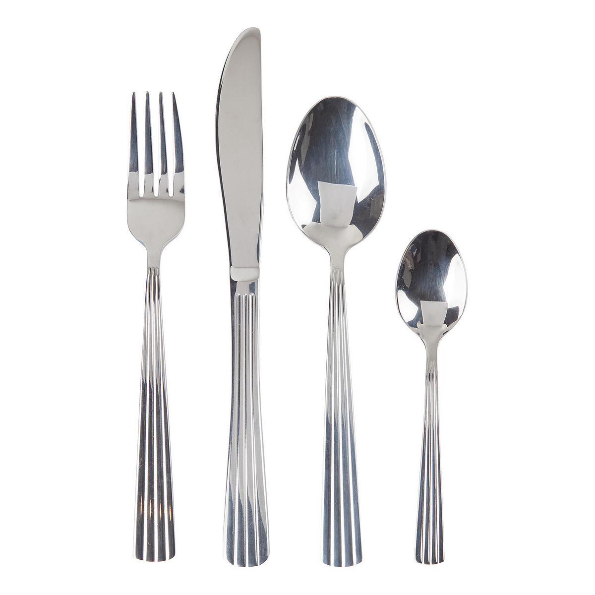 BESTECK (4er-Set) Duke gerillt - Silberfarben, Metall - Butlers