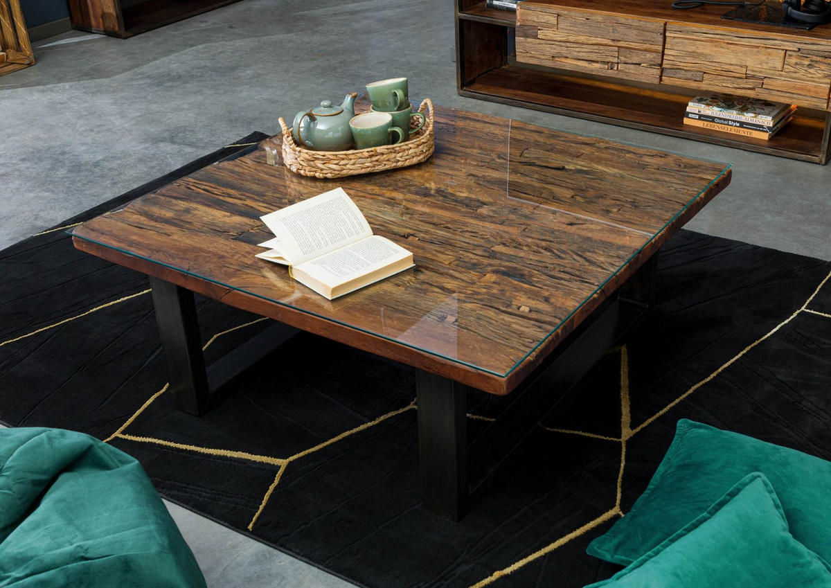 COUCHTISCH Altholz 100x100x42 braun lackiert SEVILLA #28 - Braun, Holz (100/100/42cm) - Massivmoebel24