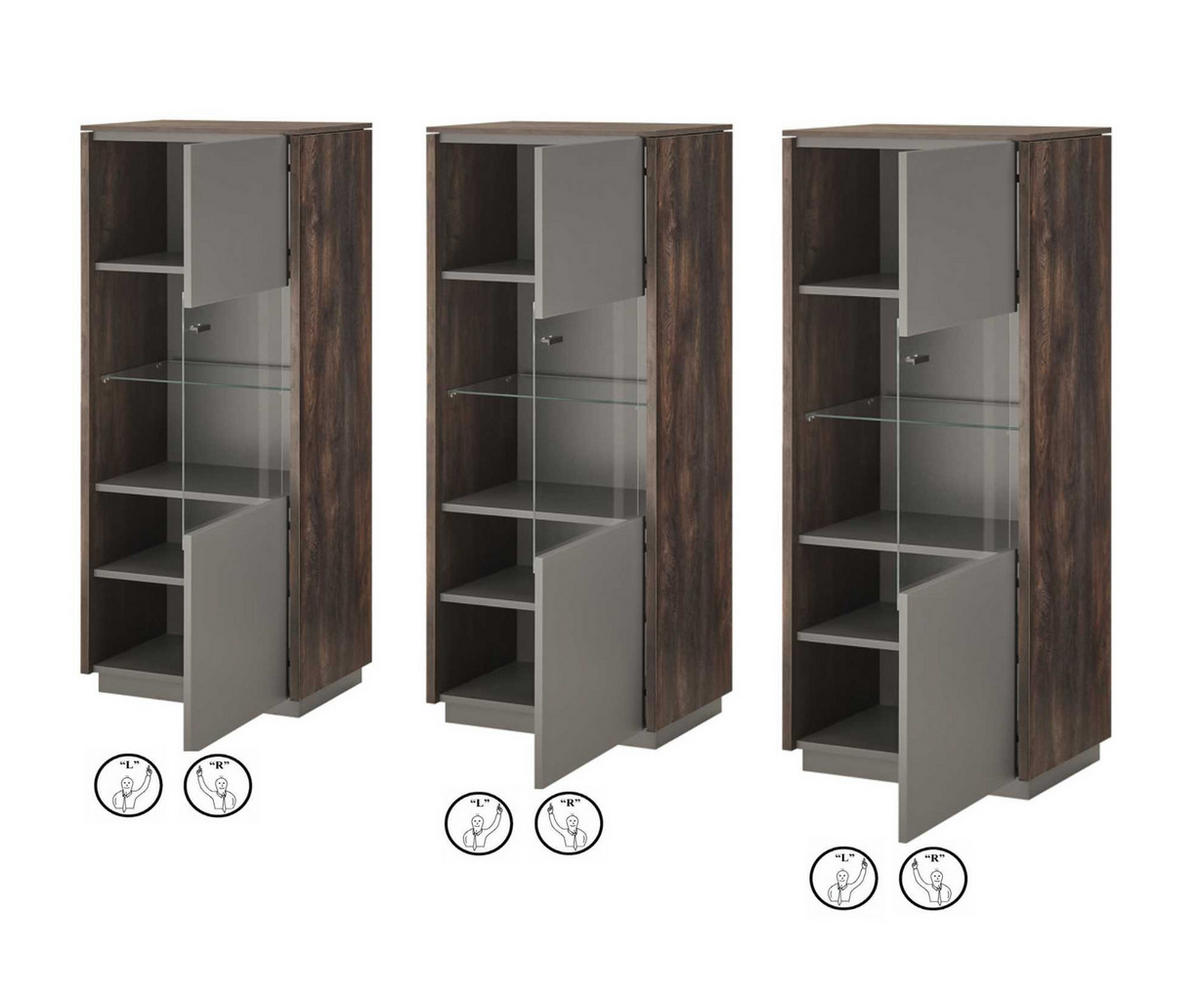 ESSZIMMER-SET Thermo Eiche, grau, Speisezimmer 4-teilig mit Soft-Close - Eichefarben/Grau, Glas/Holzwerkstoff (200/200/81cm) - Furn.Design