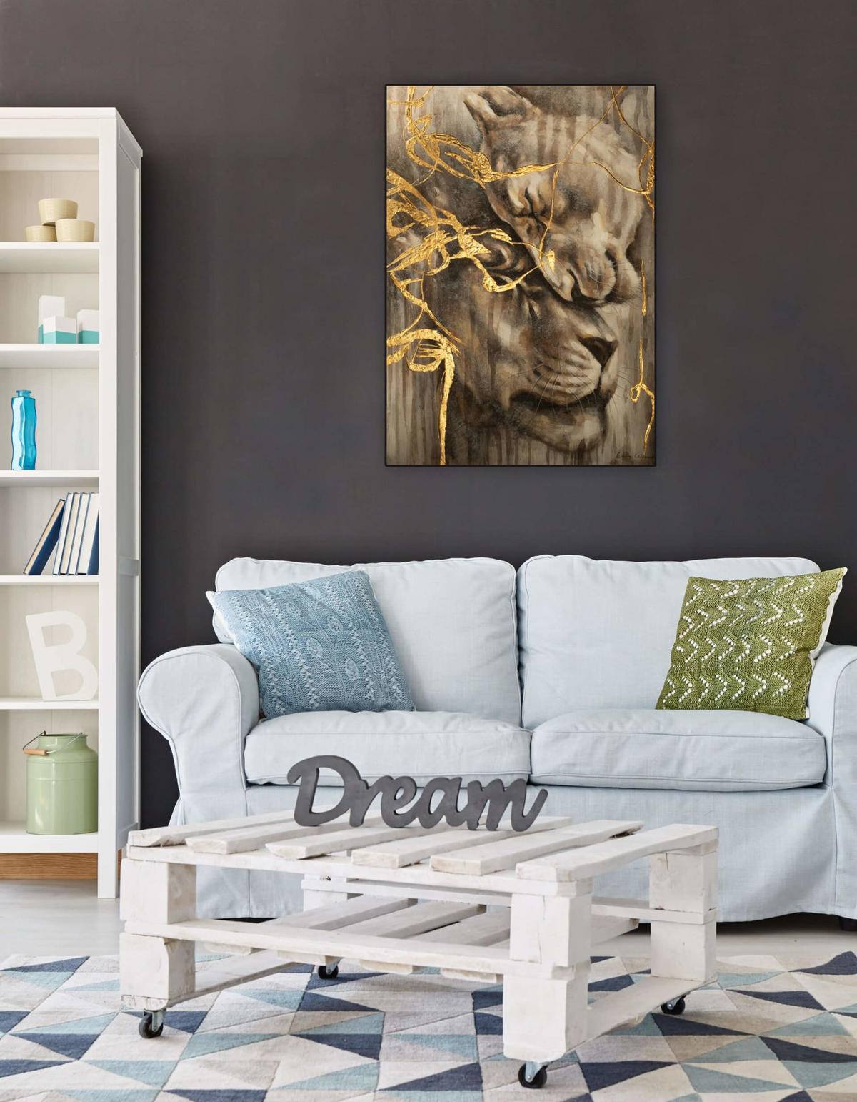OLEJOMAĽBA 75/100 cm, Zvieratá - zlatá, drevo/textil (75/100cm) - KUNSTLOFT