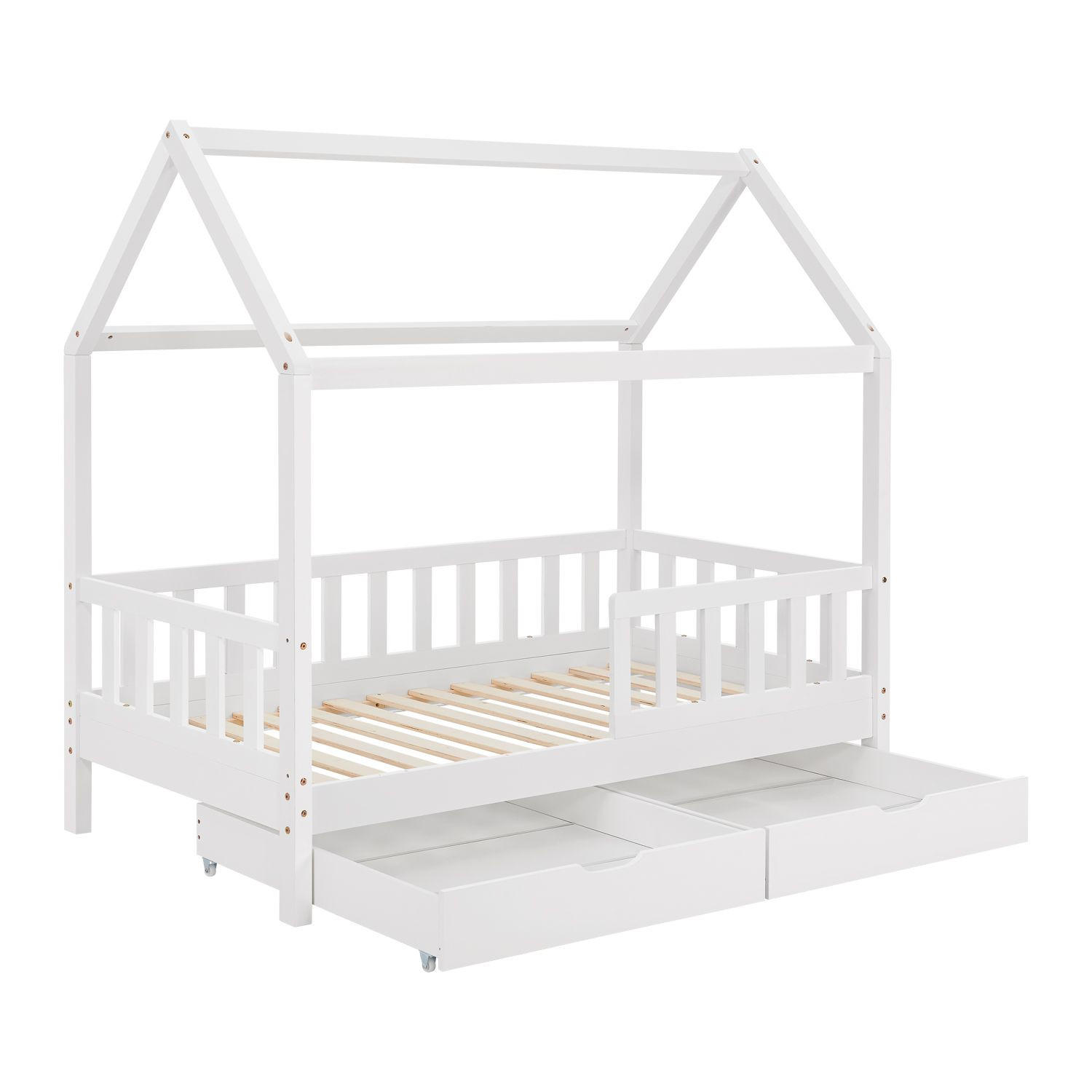 KINDERBETT Marli weiß 80x160 cm mit Bettkasten - Weiß, Holz (80/160cm) - Juskys