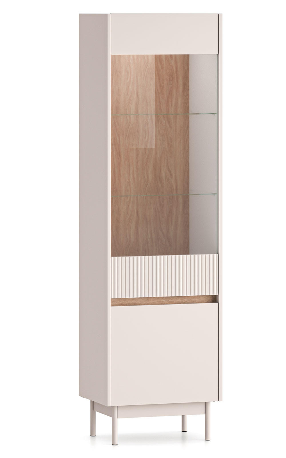 VITRINE Dunea 55 / 40 / 193cm Cashmere / Eiche Cremona Torro mit Beleuchtung - Hellbraun/Multicolor, Holz/Holzwerkstoff (55/40/193cm) - Feldmann-Wohnen