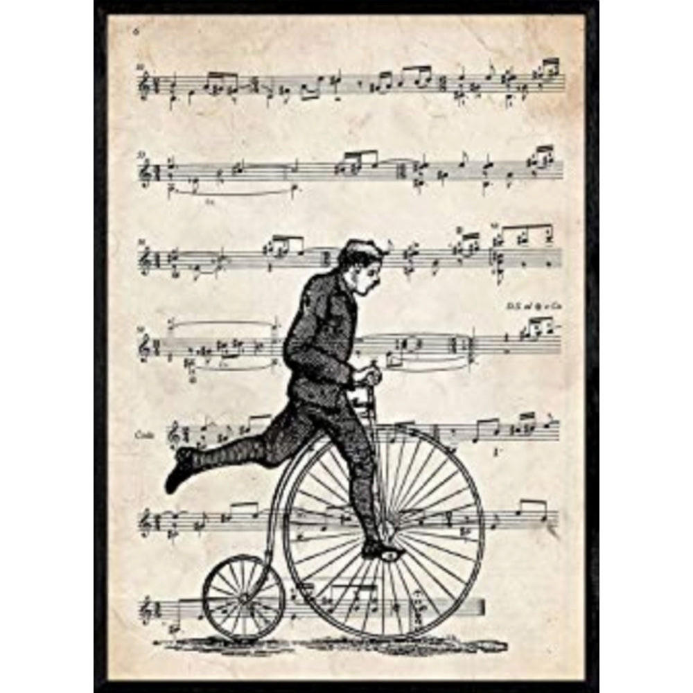 POSTER Hochrad-Fahrradauf Noten. A4 Rahmenlos - Klar, Papier (29.7/5/21cm) - Nacnic