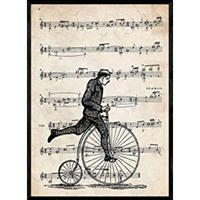 POSTER Hochrad-Fahrradauf Noten. A4 Rahmenlos - Klar, Papier (29.7/5/21cm) - Nacnic