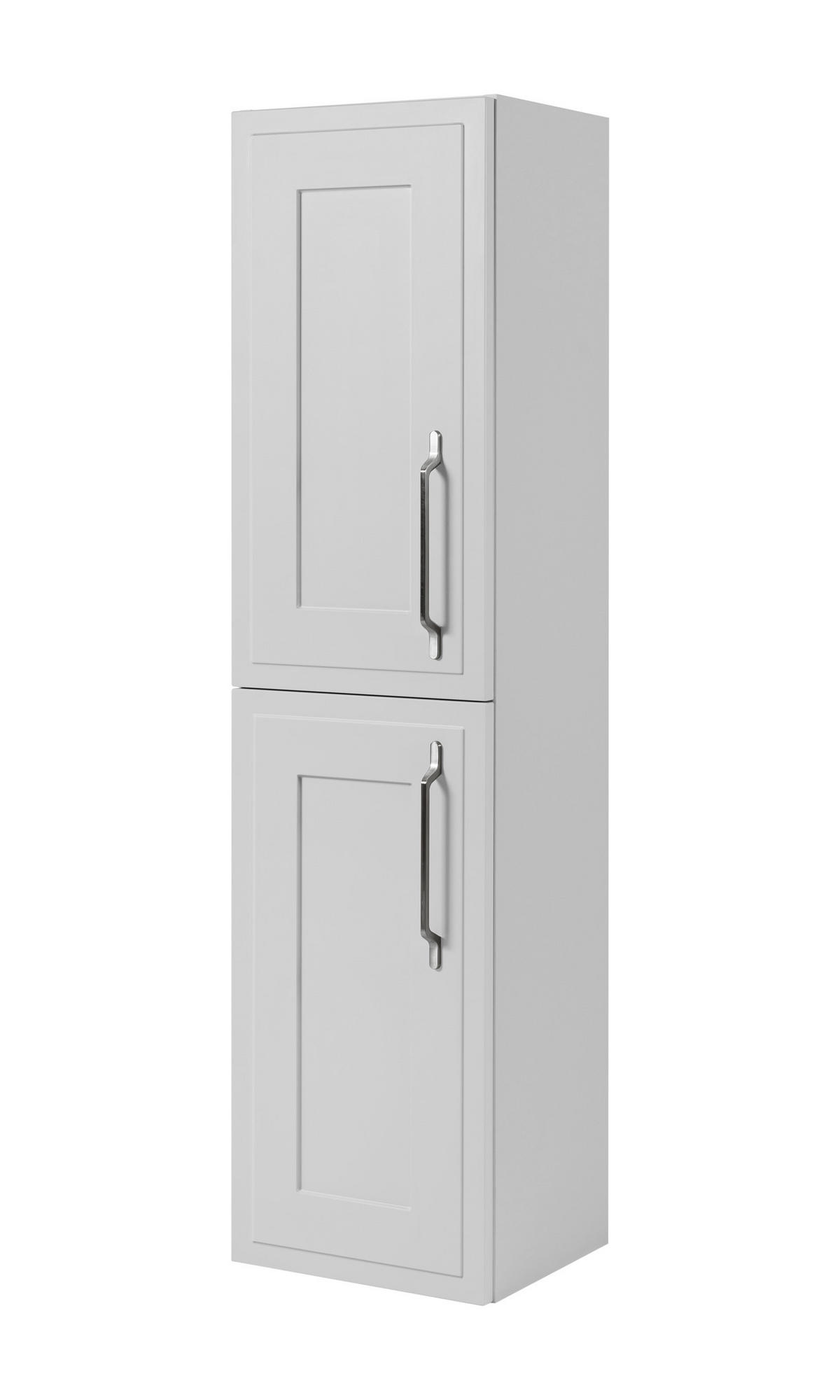 BADEZIMMERSCHRANK, weiß, 35 x 136 x 27 cm, silberner Griff - Silberfarben/Weiß, Holzwerkstoff/Metall (35/136/27cm) - 3XE LIVING