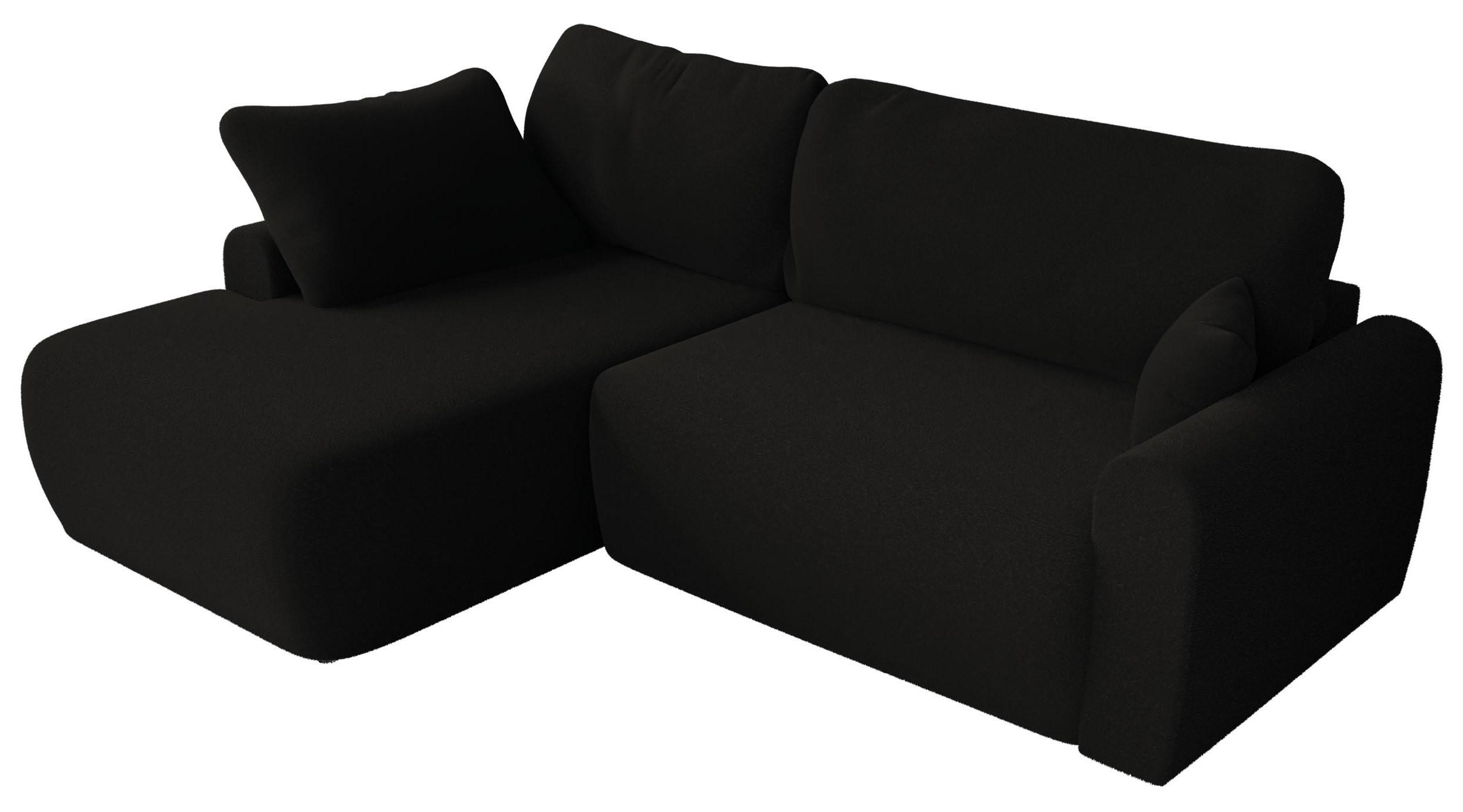 ECKSCHLAFSOFA CUBO L Schwarz Boucle - links - Schwarz, Kunststoff/Textil (273/187cm) - MKS