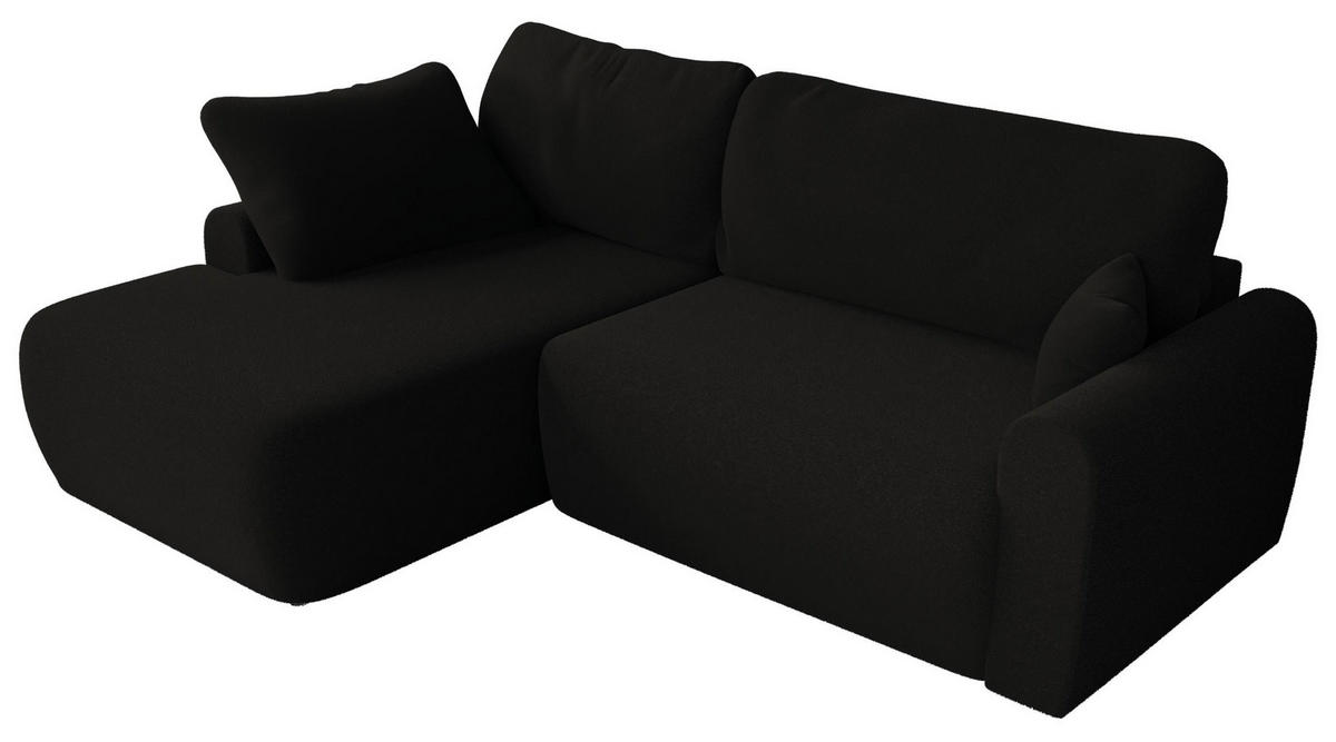 ECKSCHLAFSOFA CUBO L Schwarz Boucle - links - Schwarz, Kunststoff/Textil (273/187cm) - MKS