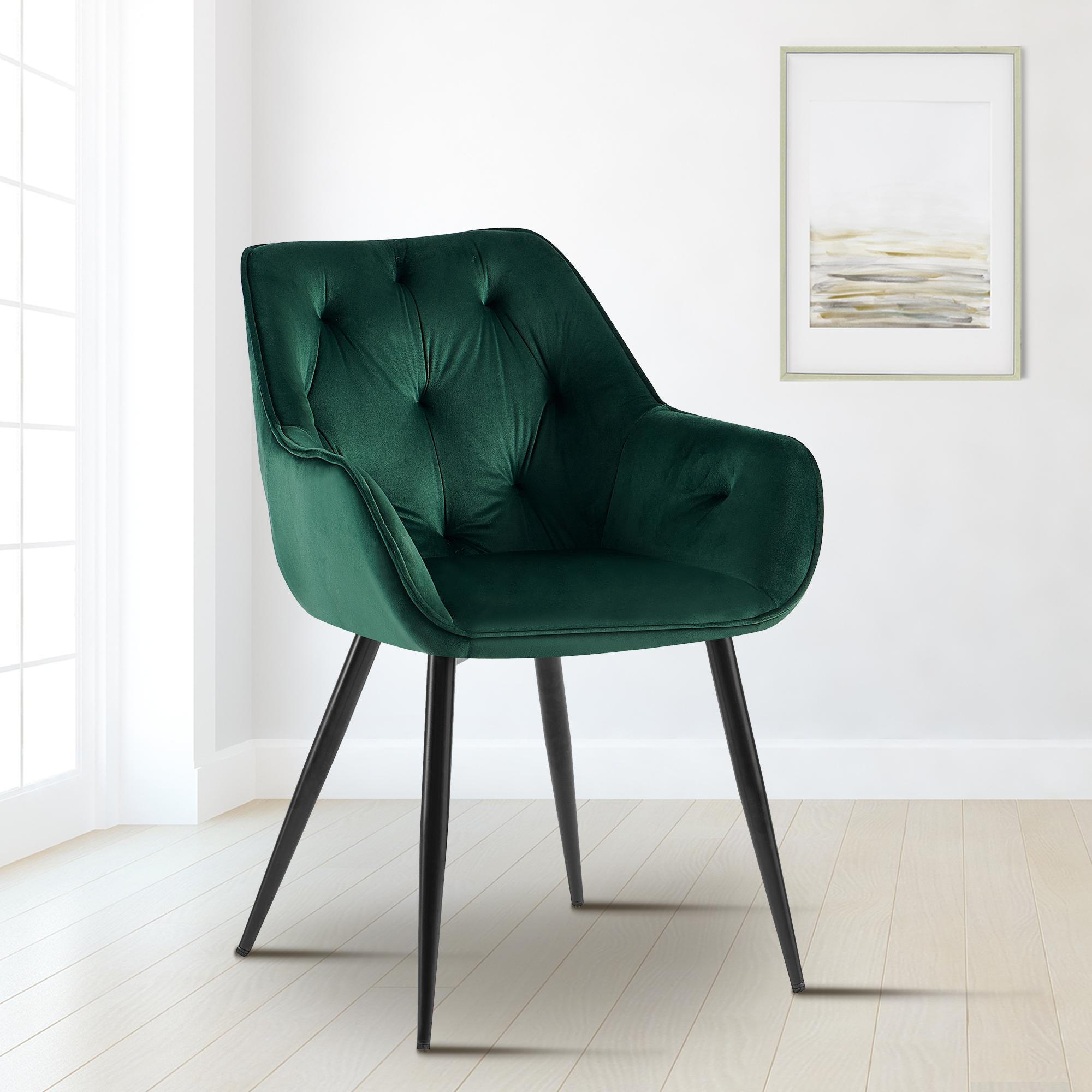 ARMLEHNENSTUHL 2er Set Samt Grün - Grün, Textil/Metall (56/81/58cm) - CLP