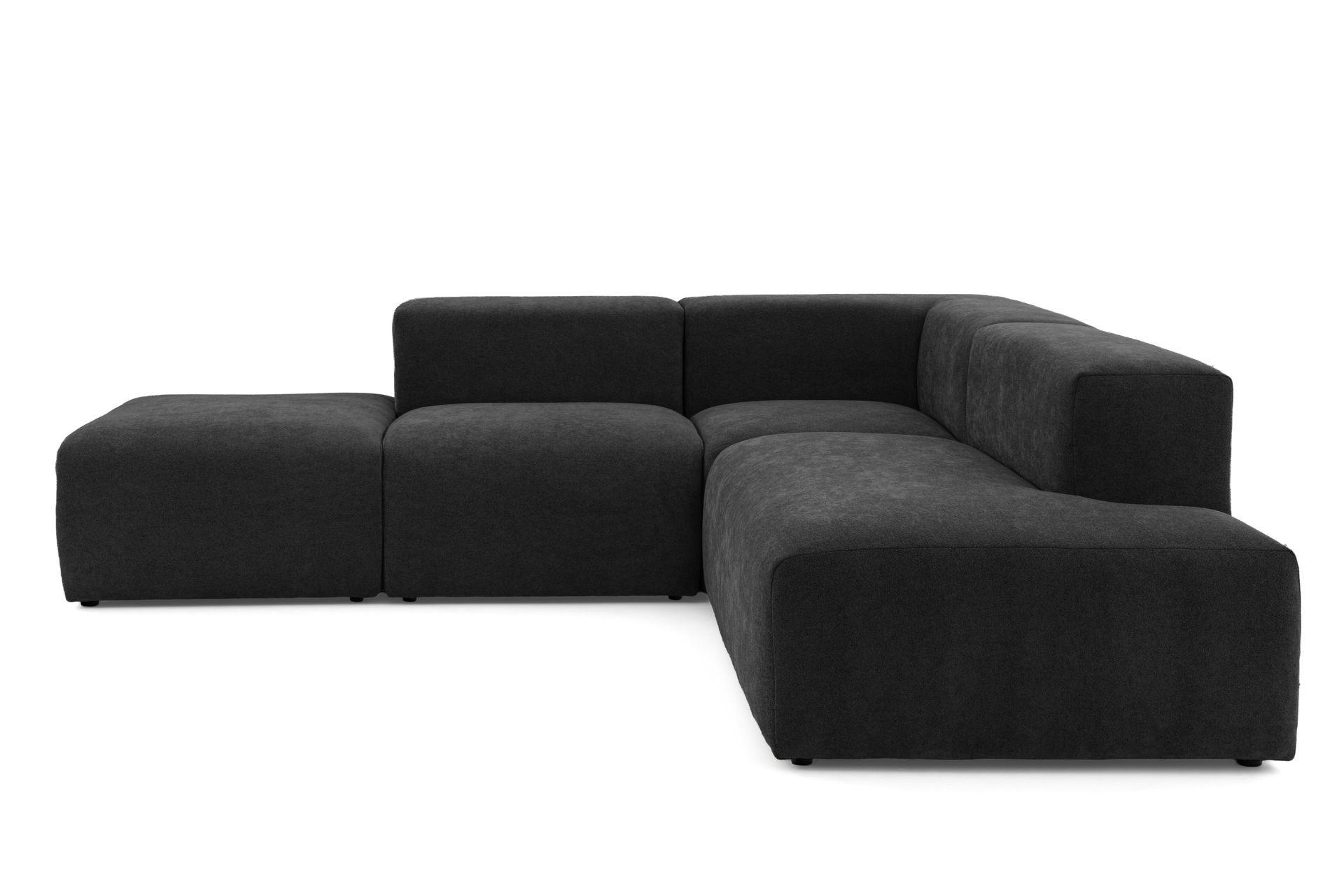 4-SITZER modulares Ecksofa HEAVEN SET 3 Rechts, Breite 270 cm Webstoff Schwarz - Schwarz, Holz/Kunststoff (270/245cm) - Muffo