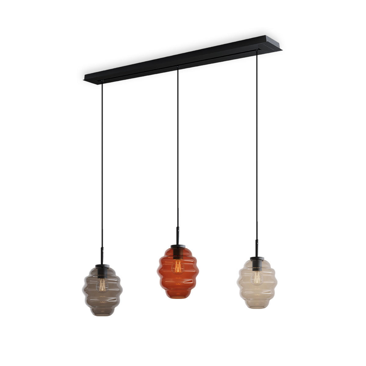 HÄNGELEUCHTE Echos 3-flammig Mehrfarbig Ø 18cm - Multicolor/Schwarz, Glas (18/18/20cm) - s.luce
