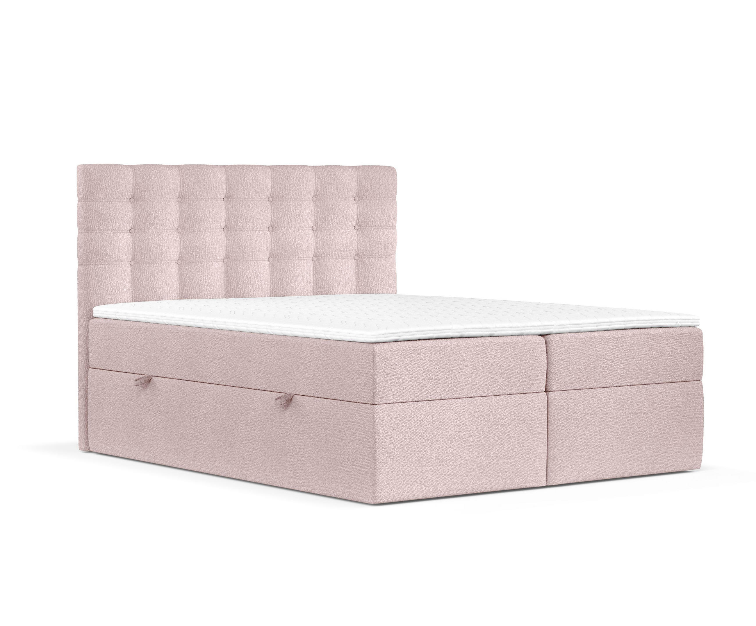 BOXBETT Sansa Hellrosa 160/200 cm mit Taschenmatratze und Topper - Hellrosa/Schwarz, Holz/Holzwerkstoff (160/200cm) - Maison de Reve