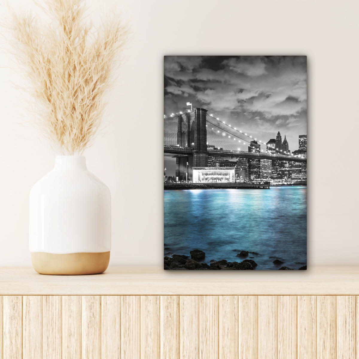LEINWANDBILD New York - Skyline - Stadt - Blau 20x30 cm - Blaugrau, Textil (20/30cm) - MuchoWow