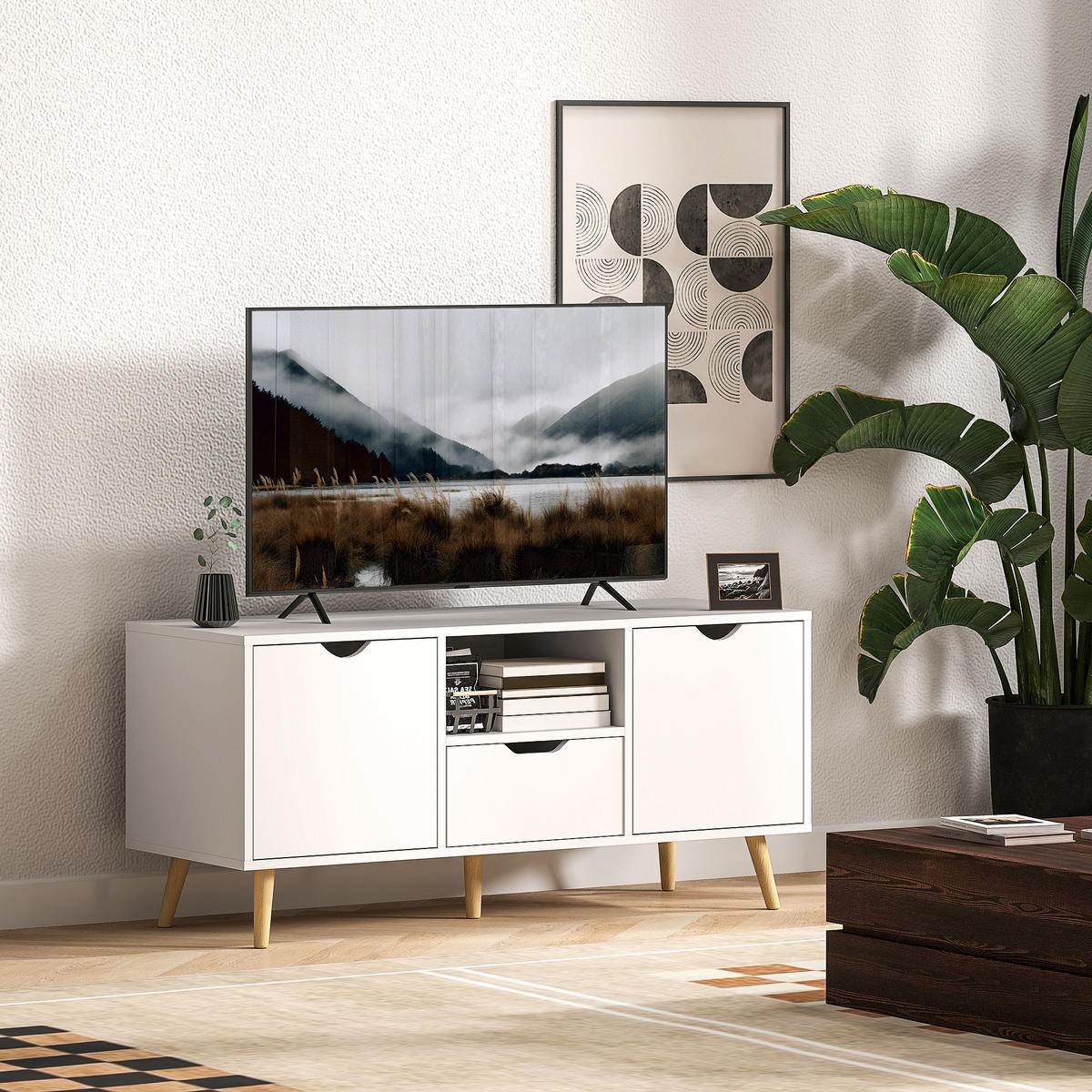 TV-MÖBEL Weiß 1 Stück - Weiß, Holzwerkstoff (110/50/40cm) - GiPP