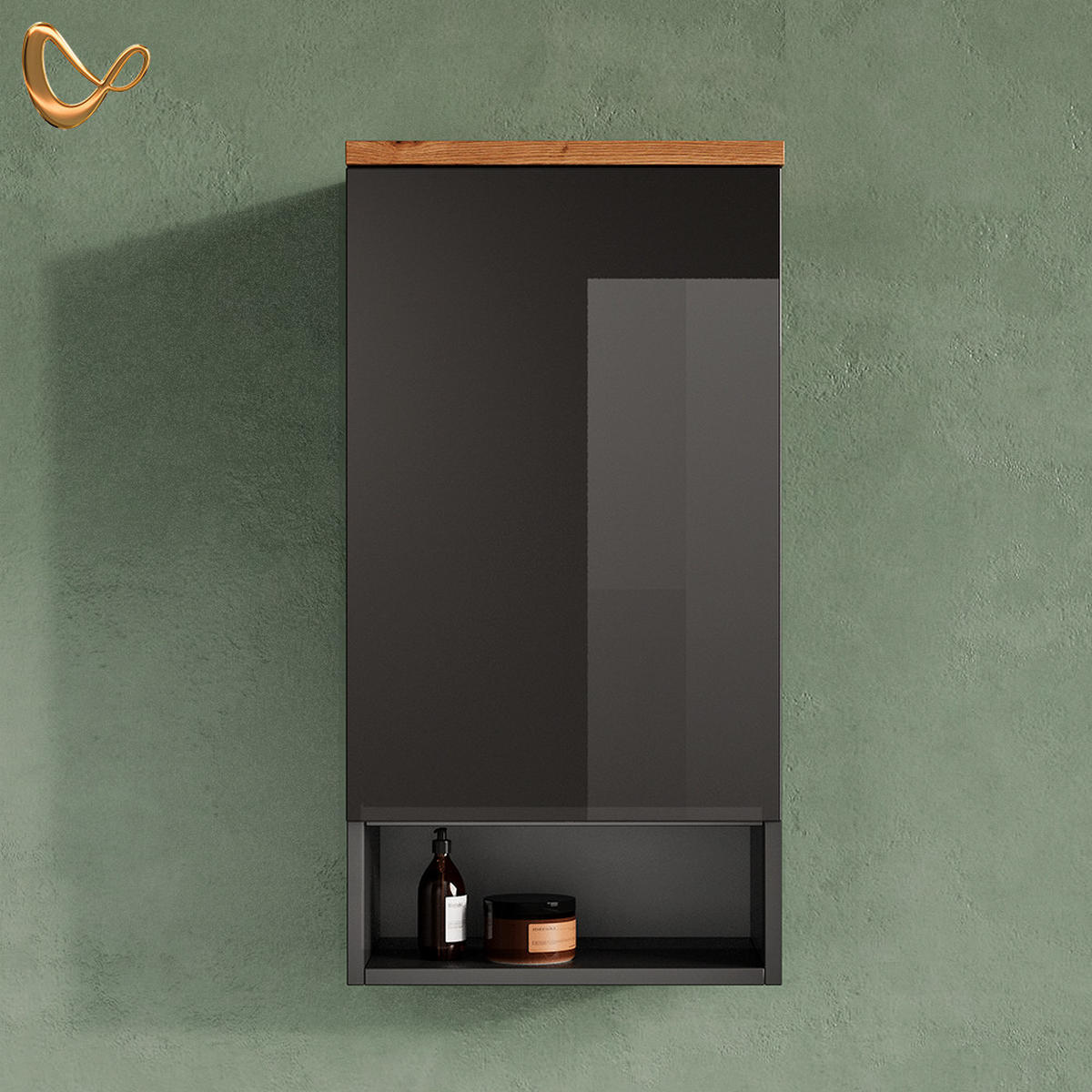 BADSCHRANK Tanaro Anthrazit 40 x 77.5 cm - Anthrazit, Holzwerkstoff (40/77.5/27cm) - Livinity®
