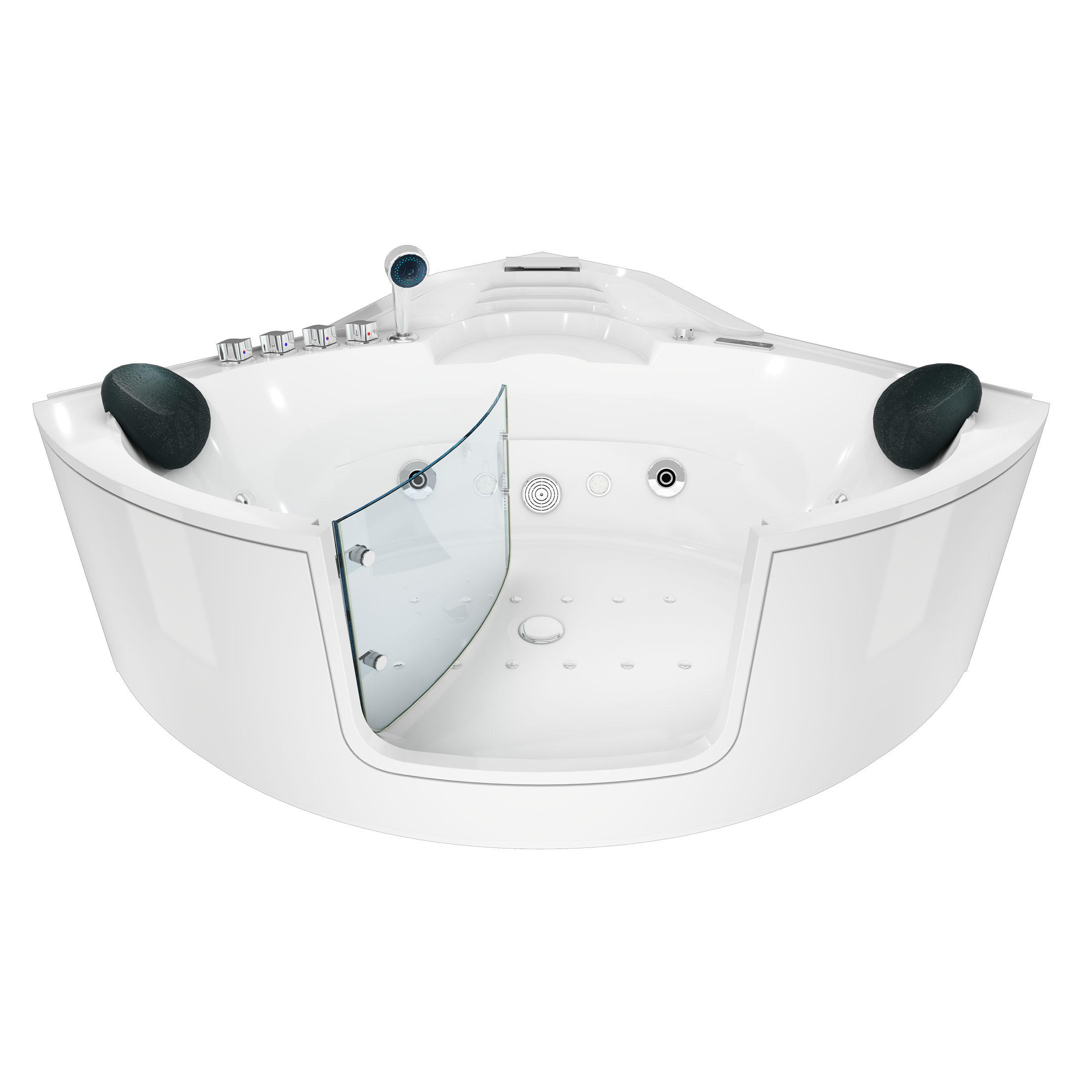 WHIRLPOOL Badewanne Wanne W60H-TH-SC 140x140cm mit Tür - Weiß, Glas/Kunststoff (140/70/140cm) - AcquaVapore by Sandra Jentho