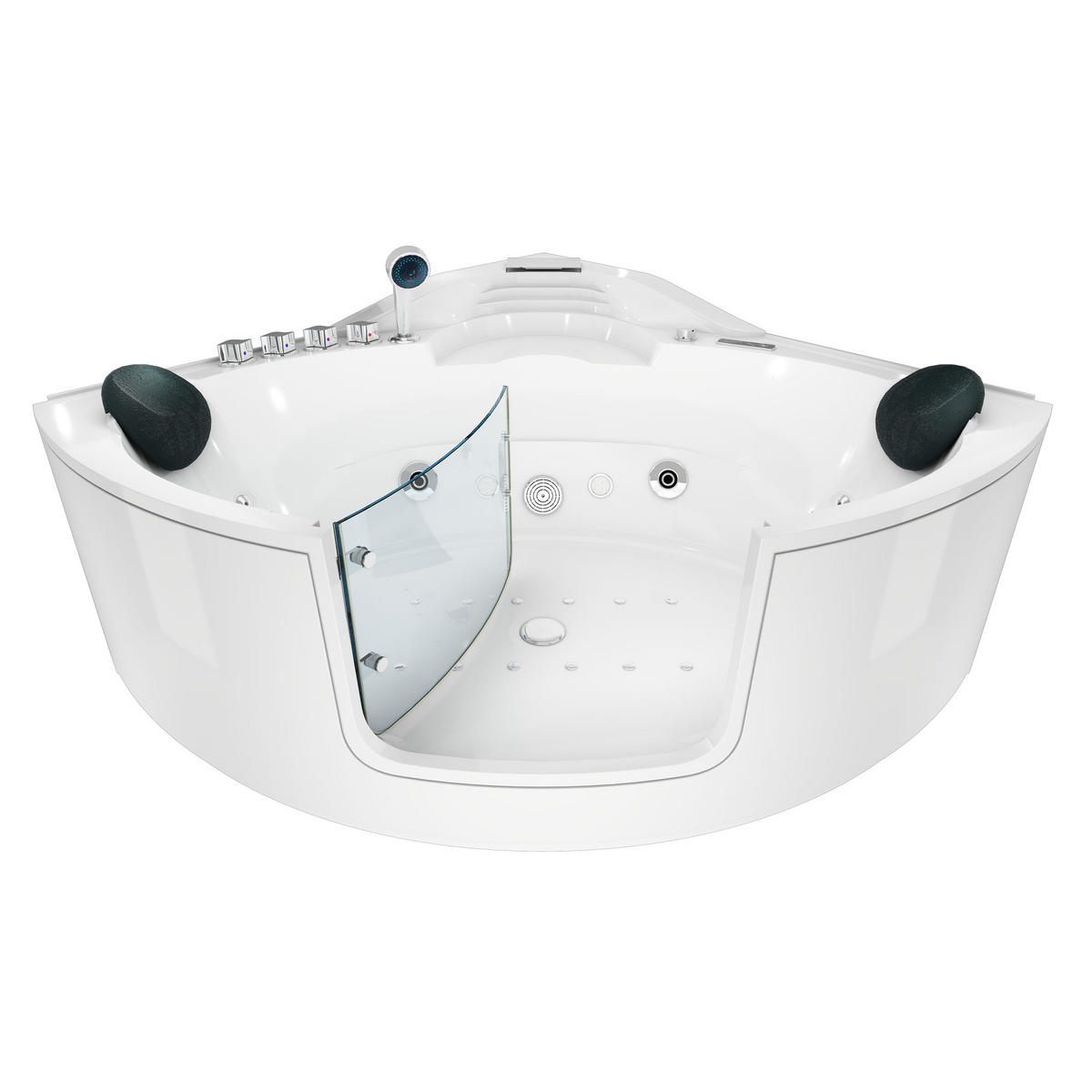 WHIRLPOOL Badewanne Wanne W60H-TH-SC 140x140cm mit Tür - Weiß, Glas/Kunststoff (140/70/140cm) - AcquaVapore by Sandra Jentho