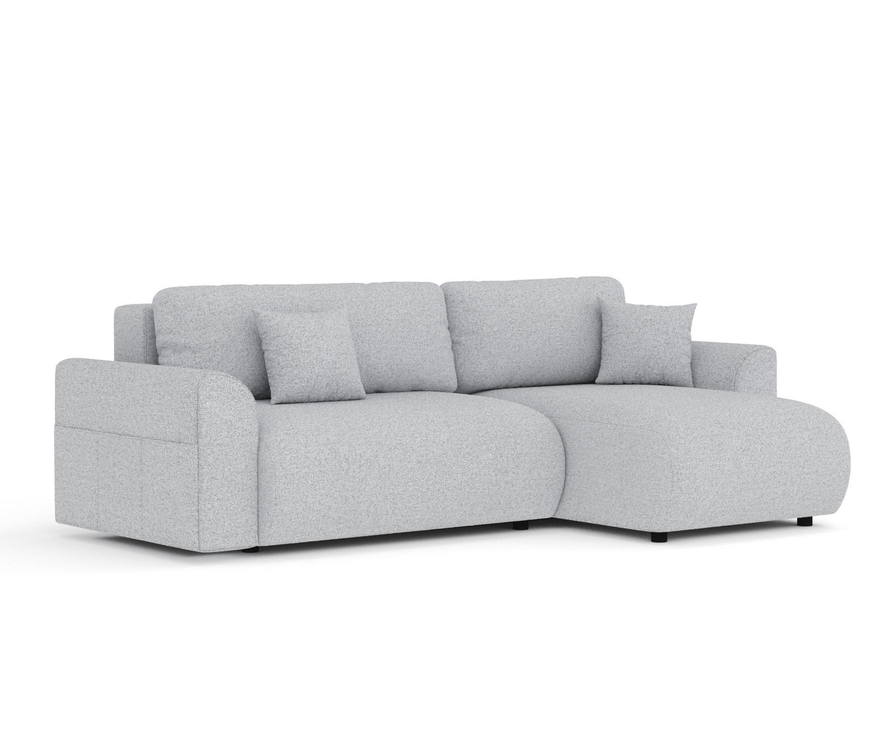 ECKSOFA MIT SCHLAFFUNKTION Bodega Hellgrau Webstoff - Hellgrau/Schwarz, Holz/Holzwerkstoff (235/138cm) - Maison de Reve