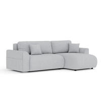 ECKSOFA MIT SCHLAFFUNKTION Bodega Hellgrau Webstoff - Hellgrau/Schwarz, Holz/Holzwerkstoff (235/138cm) - Maison de Reve