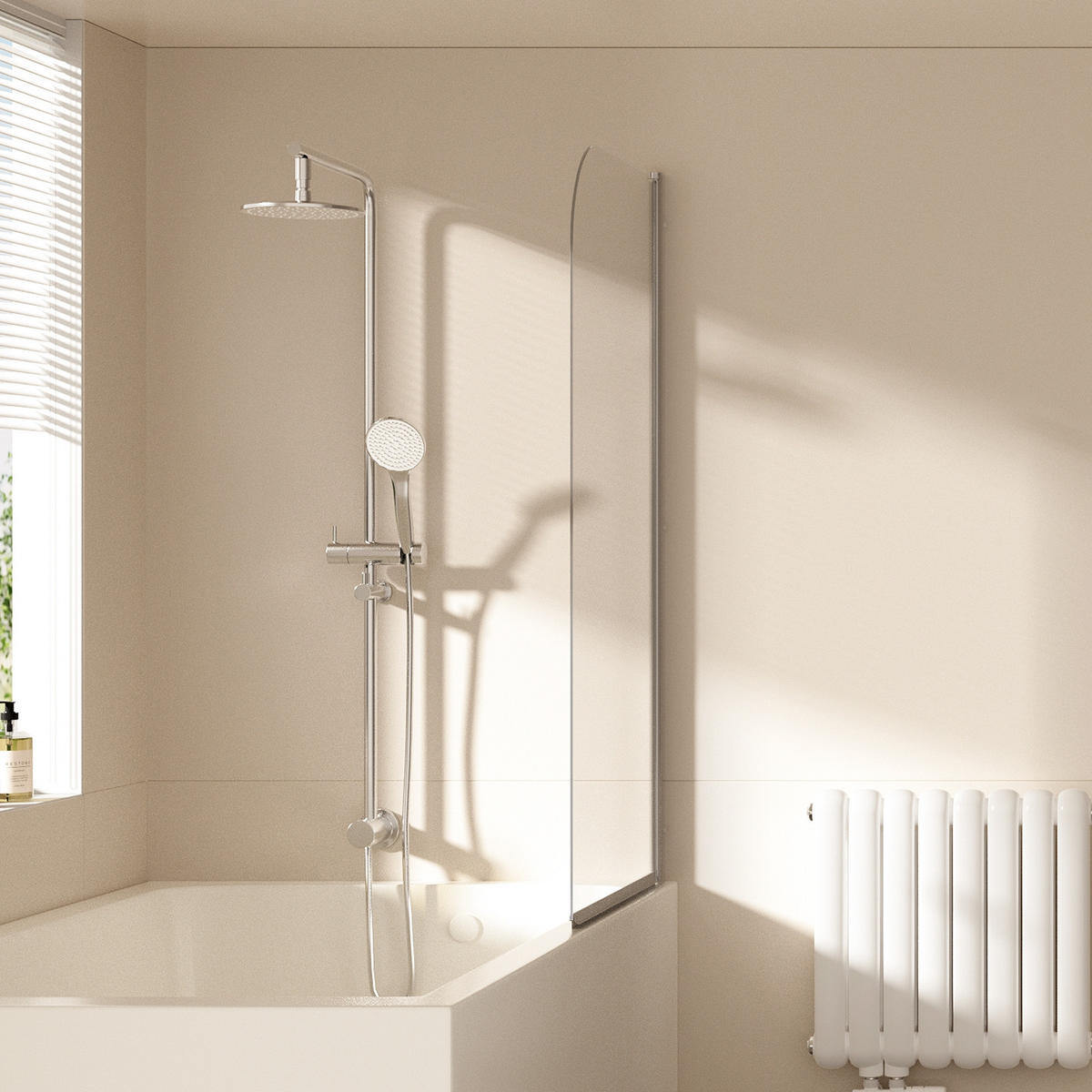 BADEWANNENAUFSATZ duschwand für Badewannen mit Schwenkfunktion Chrom 140/80 cm - Transparent, Glas (80/140cm) - EMKE