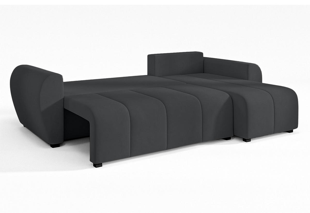 ECKSOFA L Form Malatya Dunkelgrau 246/145/82 cm stilvolle mit Schlaffunktion R - Dunkelgrau/Schwarz, Kunststoff/Textil (246/145cm) - AX Living
