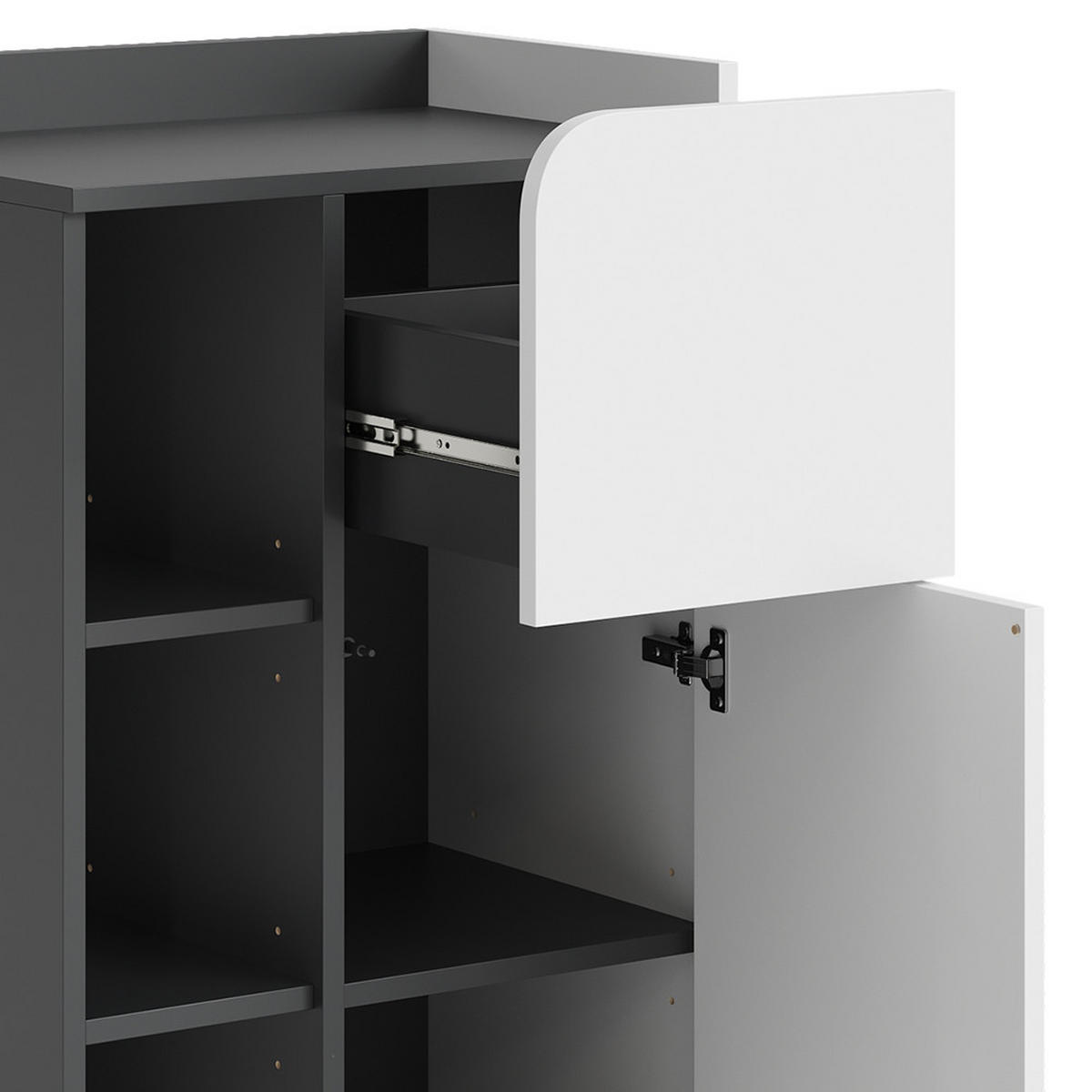 MIDISCHRANK Karen Anthrazit/Weiß 50 x 90 cm mit Tür und Schublade - Anthrazit/Weiß, Holzwerkstoff (50/90/35cm) - Vicco