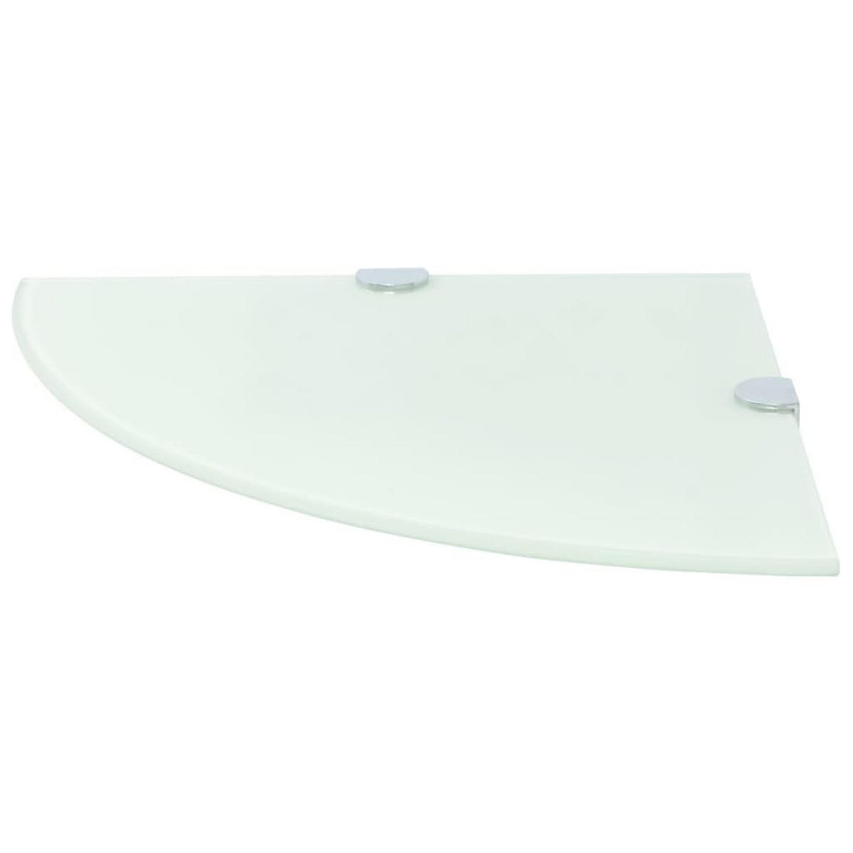 ECKABLAGE mit Verchromten Halterungen Glas Weiß 25x25 cm - Weiß, Glas (25/0.8/25cm) - furnicato
