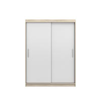 SCHIEBETÜRENSCHRANK -LARA 04 (Sonoma + Weiß) - Weiß/Sonoma Eiche, Holzwerkstoff/Metall (150/200/61cm) - Möblo