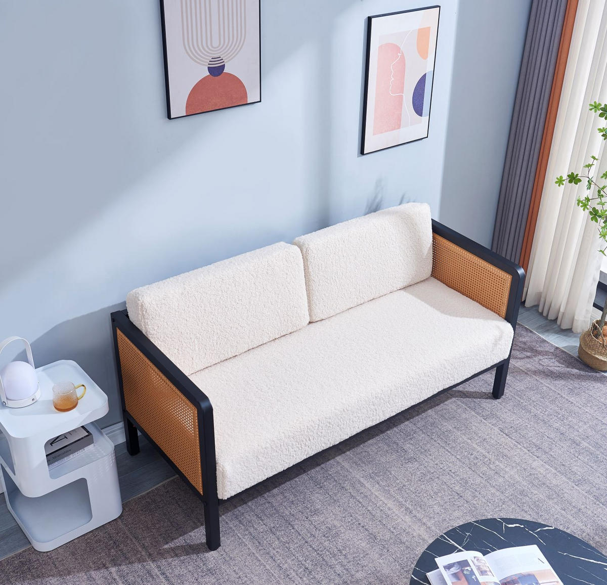 SOFA Wolle Weiß - Weiß, Textil (160/82/68cm) - Nordlys